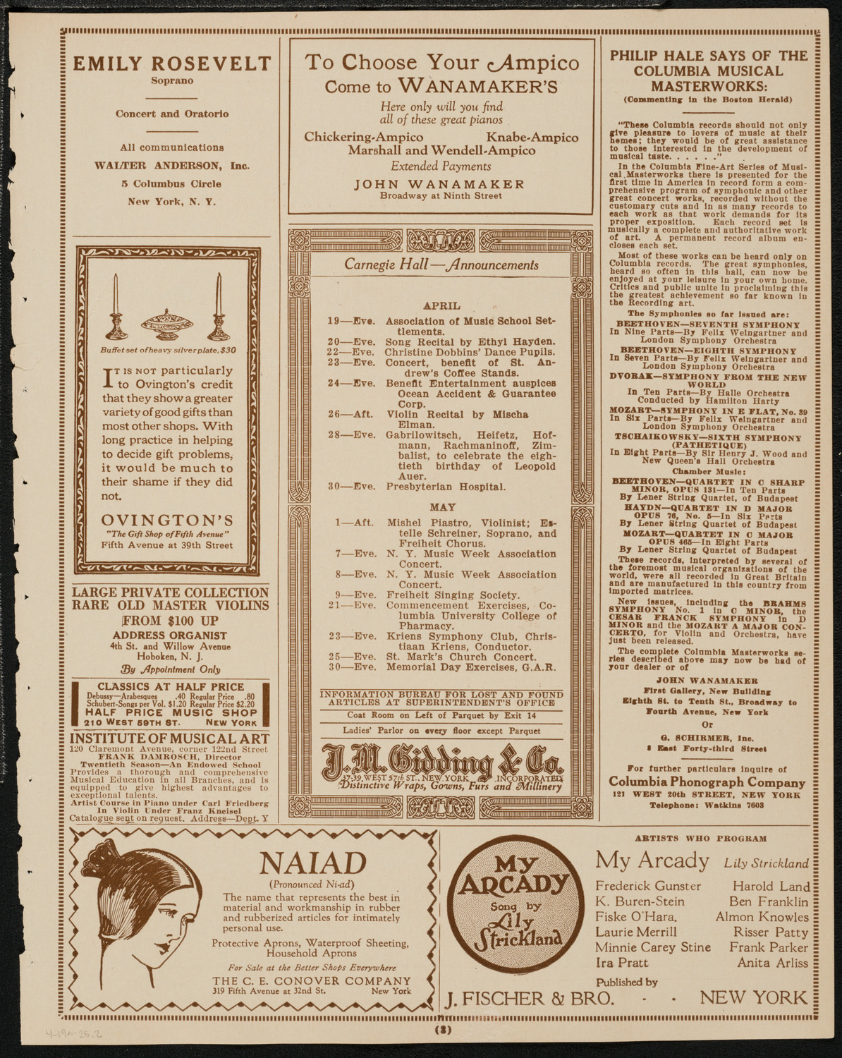 Farewell Concert and Meeting for R. Abramowitch, April 19, 1925, program page 3