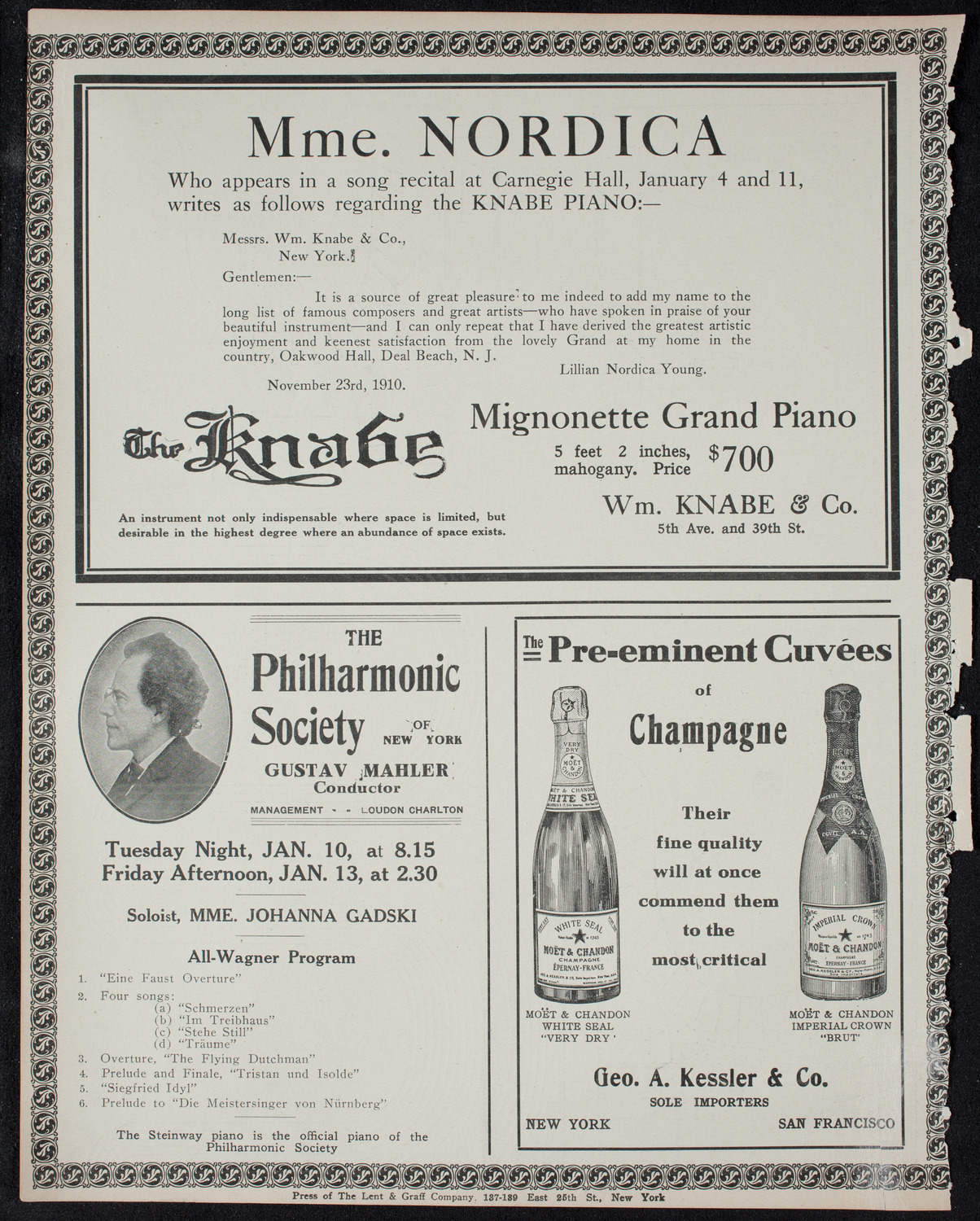 New York Philharmonic, January 3, 1911, program page 12