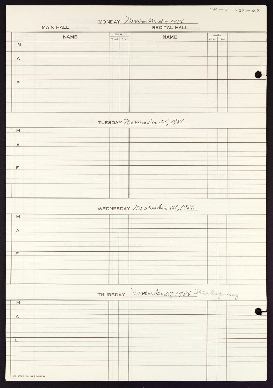 Carnegie Hall Booking Ledger, volume 32, page 28