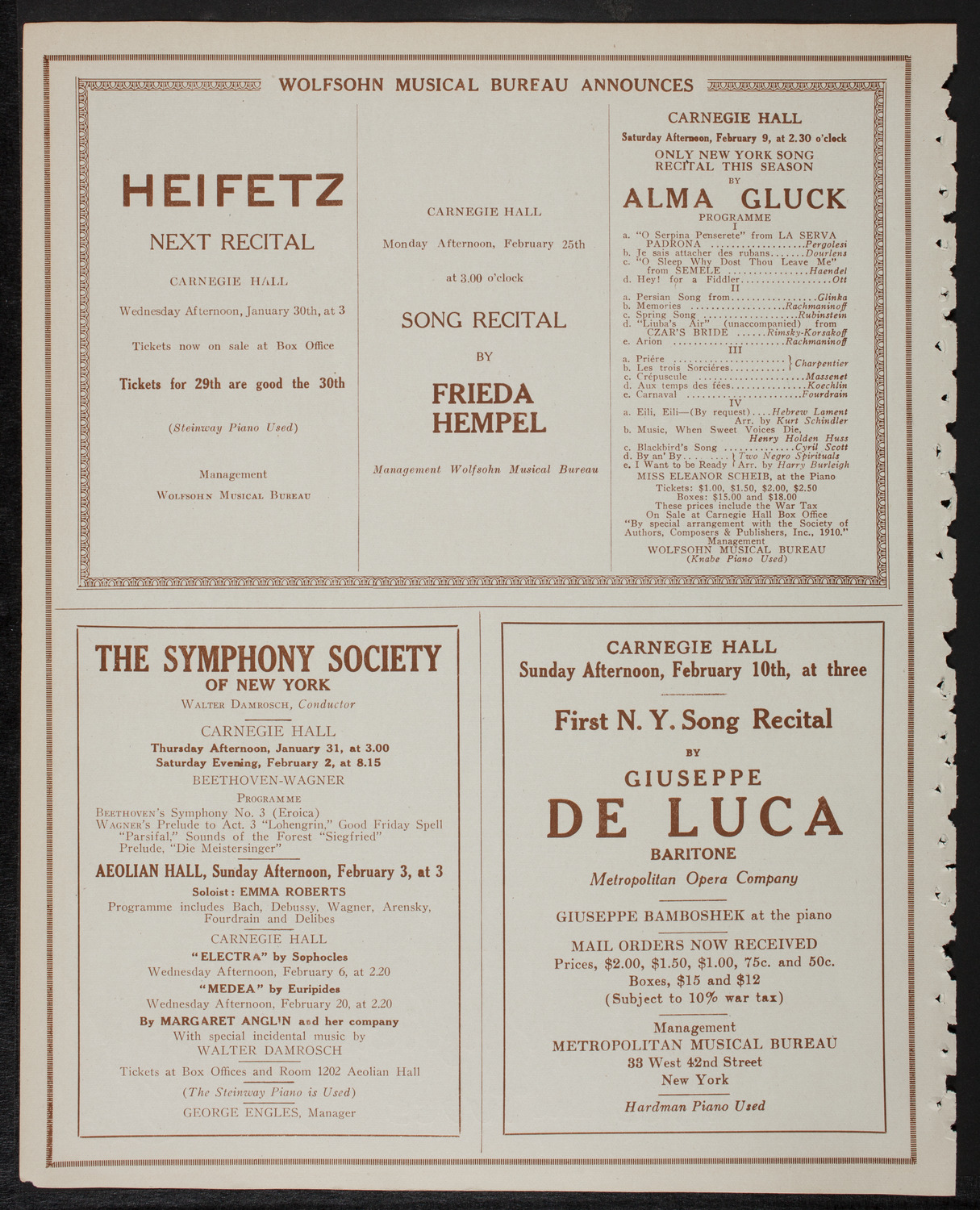 New York Philharmonic, January 27, 1918, program page 8