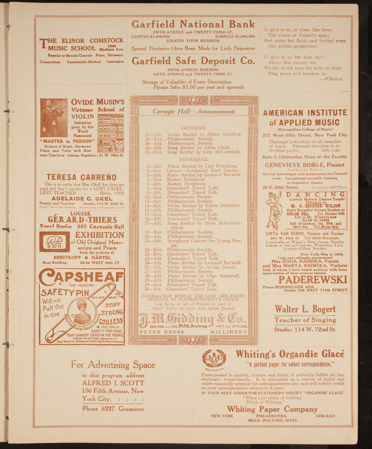 Frank R. Roberson, October 28, 1914, program page 3
