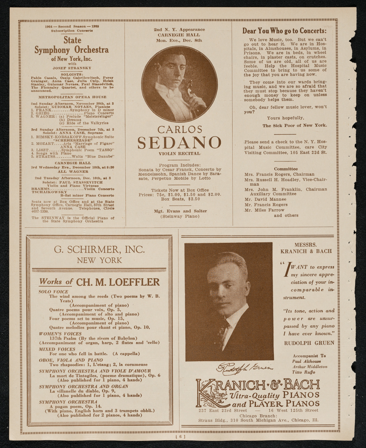 New York Philharmonic, November 28, 1924, program page 6