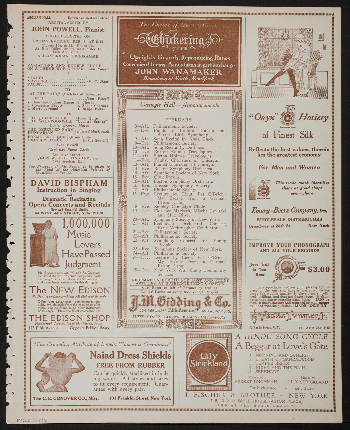 New York Philharmonic, February 7, 1918, program page 3