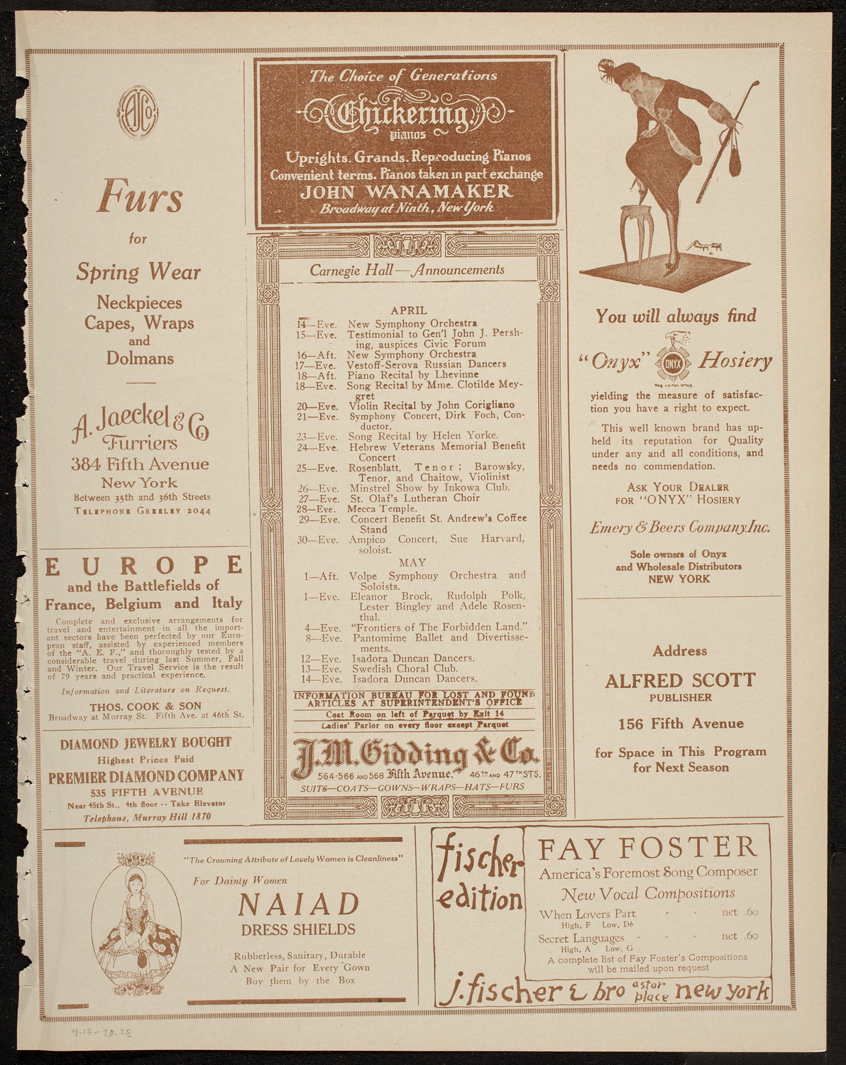 Lecture by Roy Chapman Andrews, April 13, 1920, program page 3