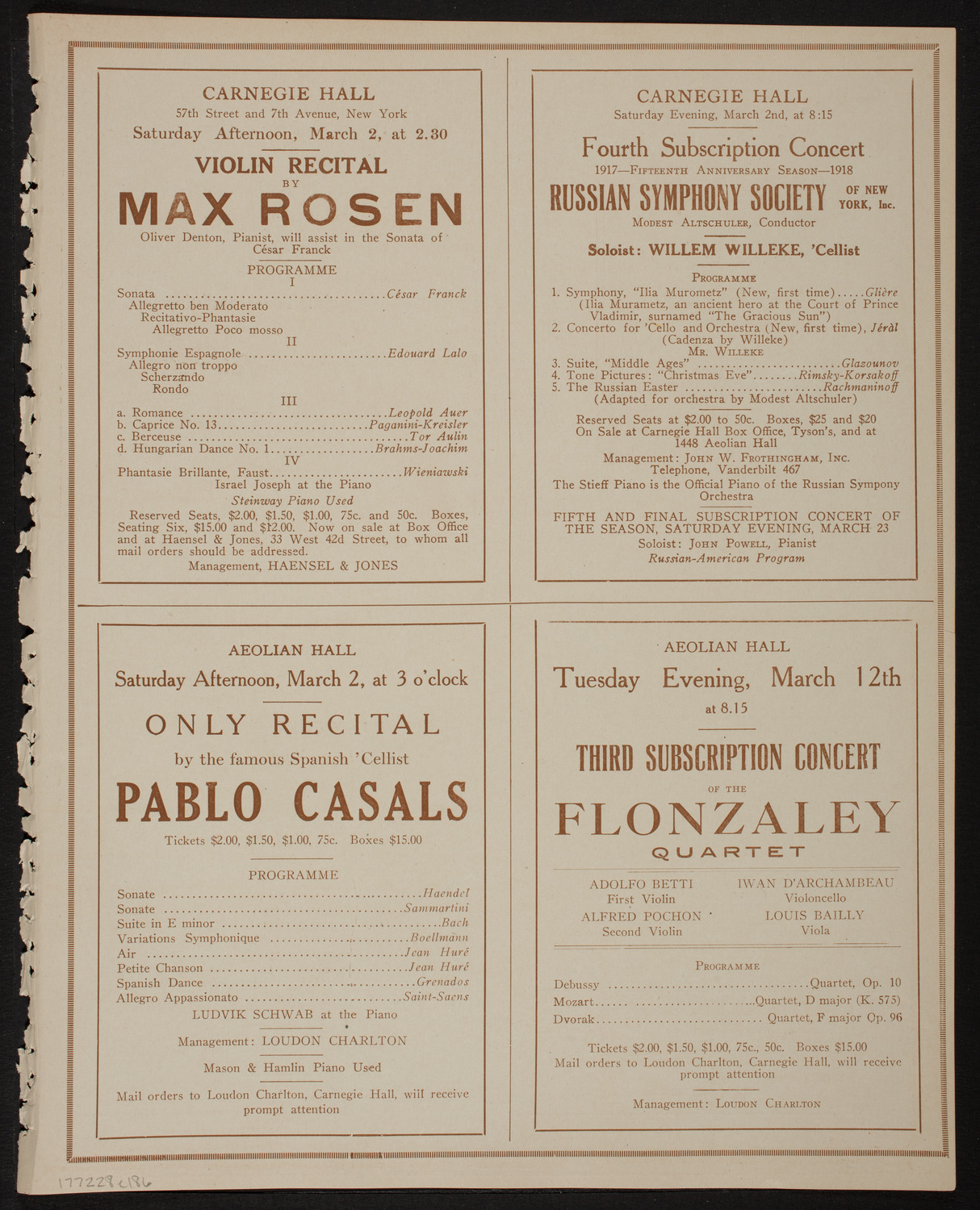 New York Philharmonic, February 28, 1918, program page 11