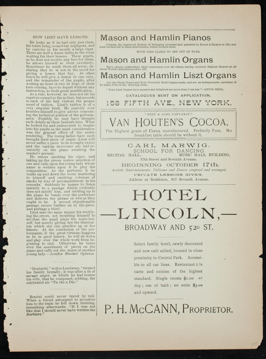 New York Symphony String Quartet, December 6, 1891, program page 5