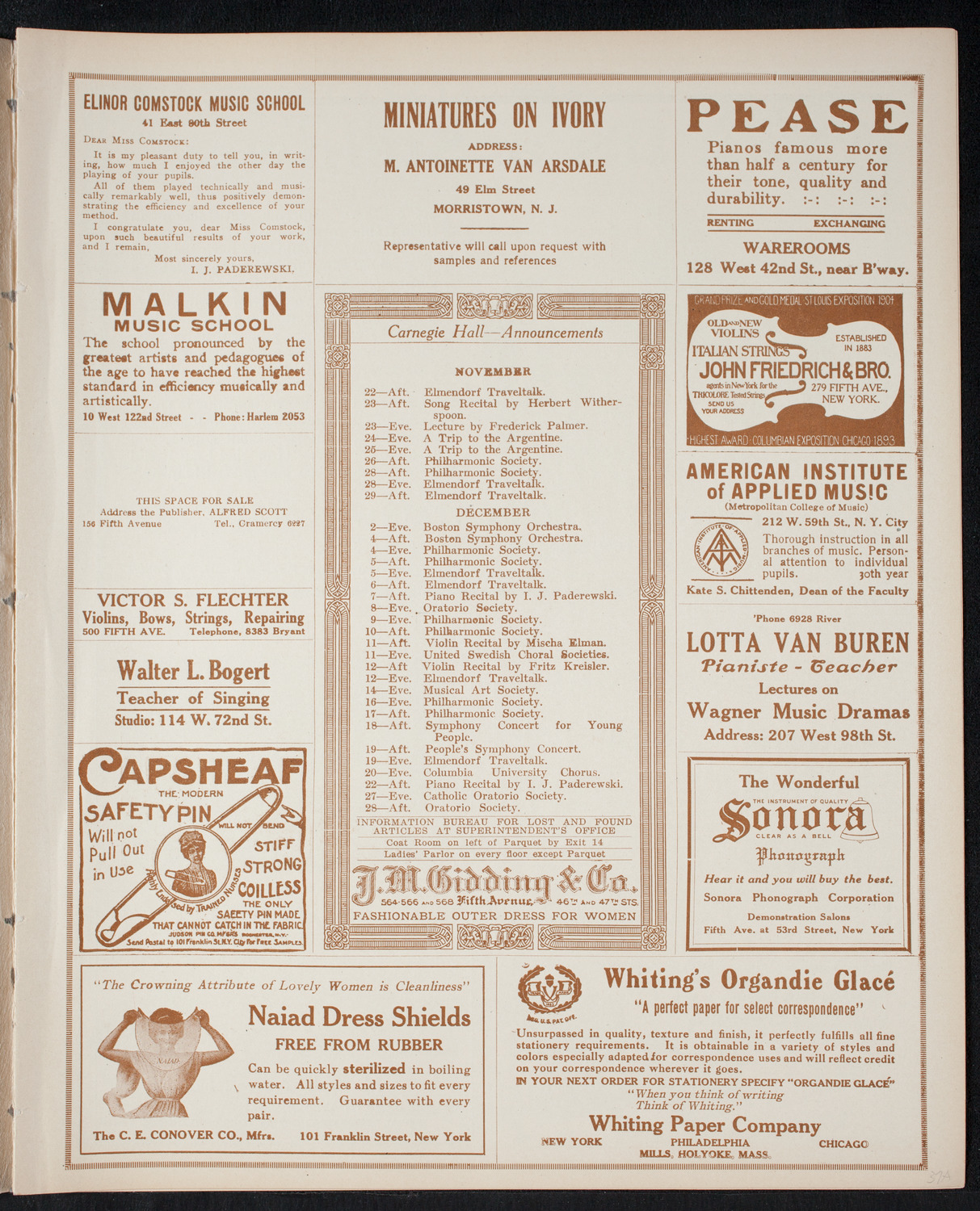 Elmendorf Lecture: Switzerland, November 21, 1915, program page 3