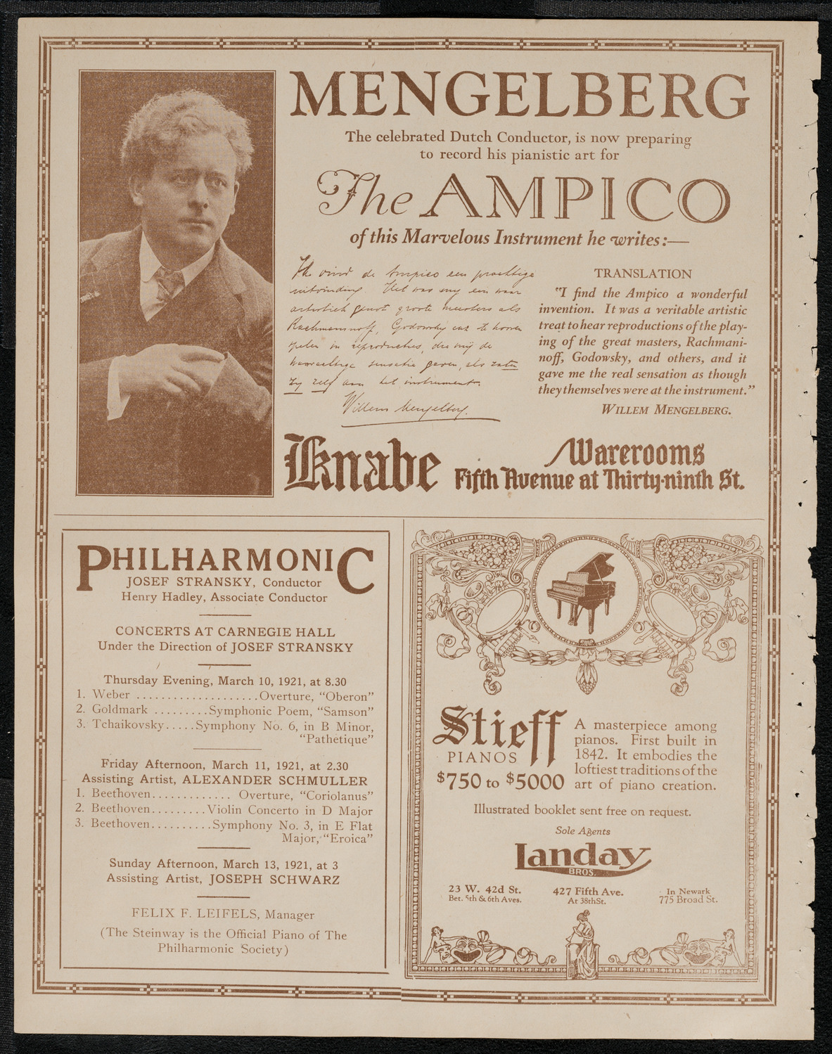 Philadelphia Orchestra, March 8, 1921, program page 12
