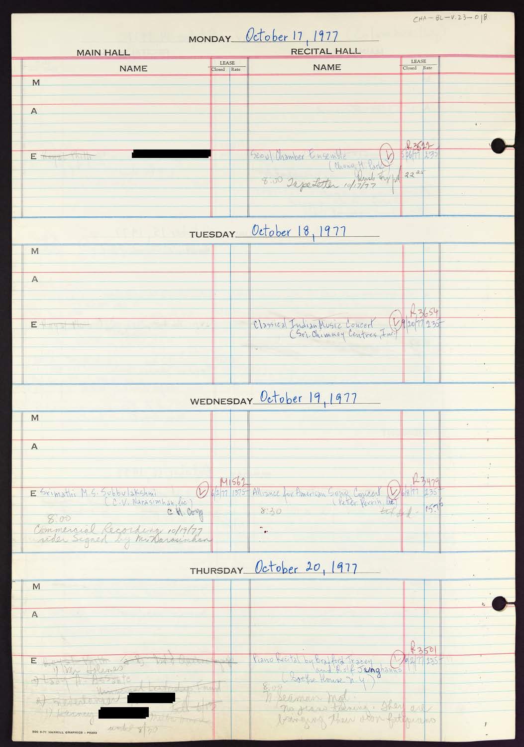 Carnegie Hall Booking Ledger, volume 23, page 18