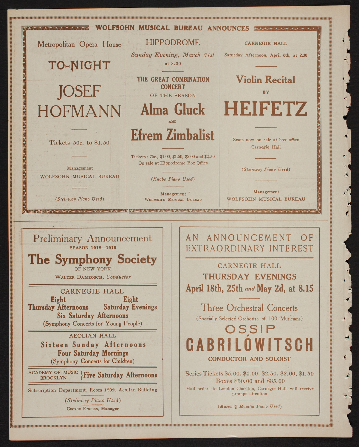 New York Philharmonic, March 24, 1918, program page 8