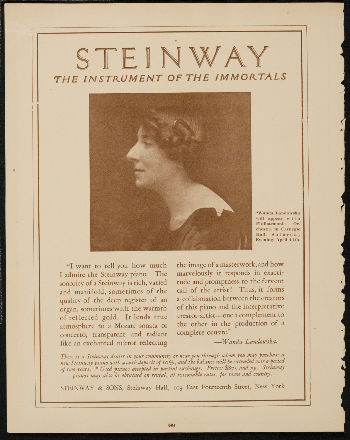 Max Rosen, Violin, April 10, 1925, program page 4