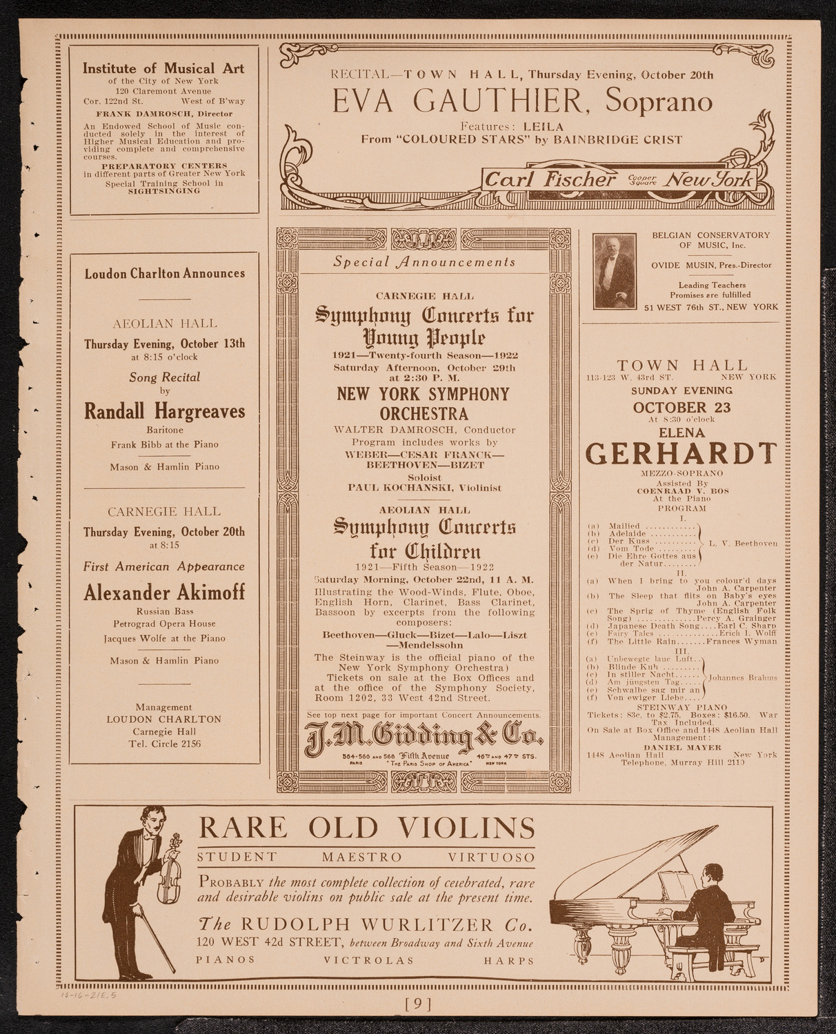 Josef Stopak, Violin, October 16, 1921, program page 9