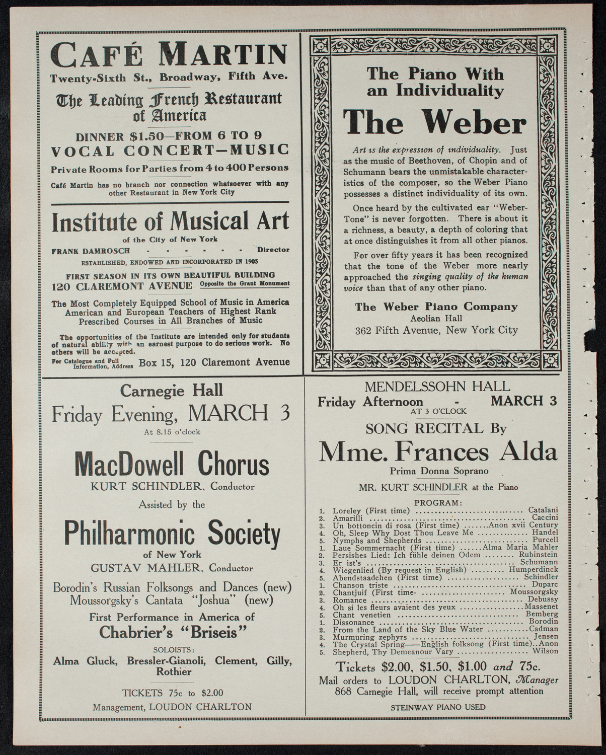 New York Philharmonic, February 14, 1911, program page 6
