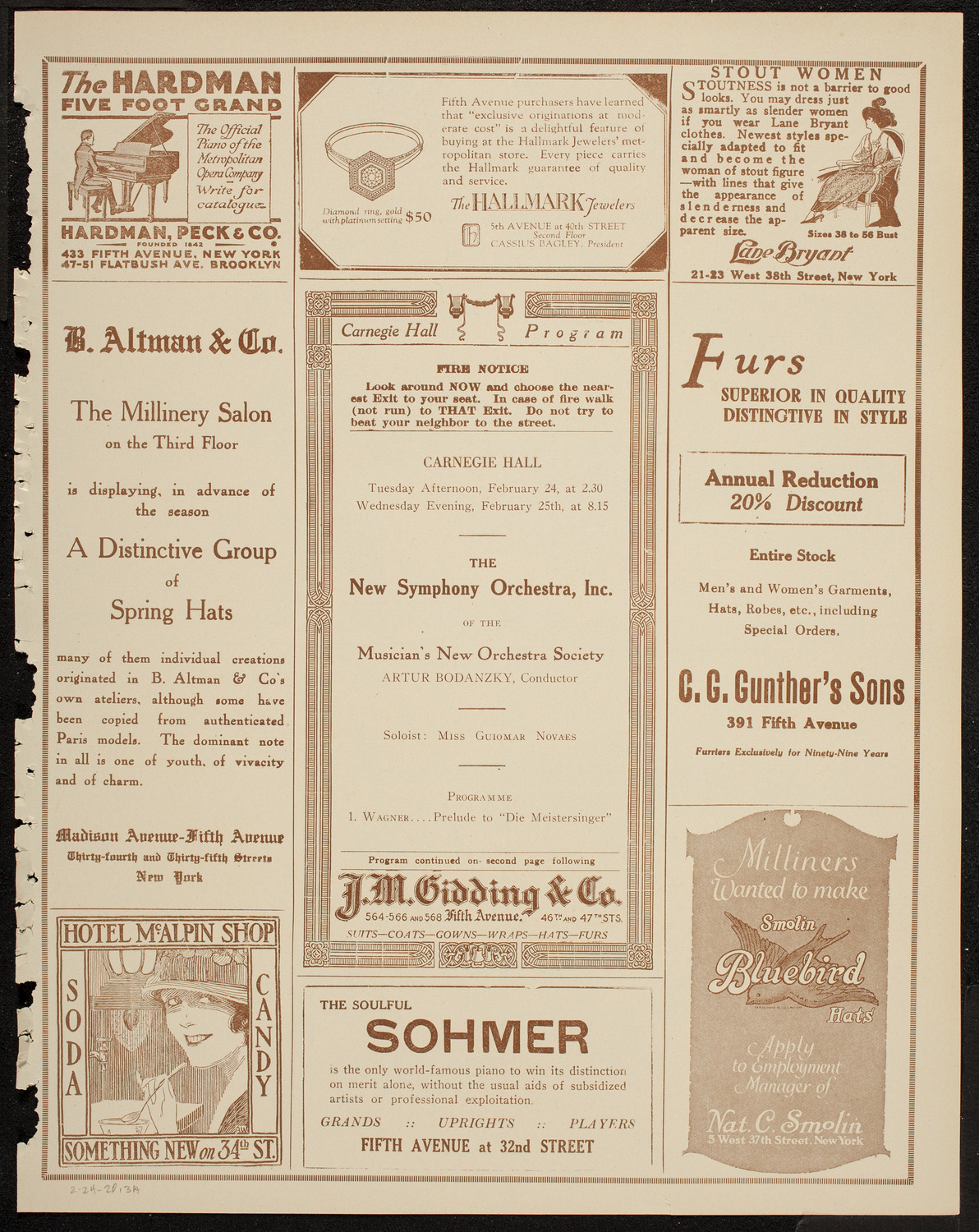 New Symphony Orchestra, February 24, 1920, program page 5