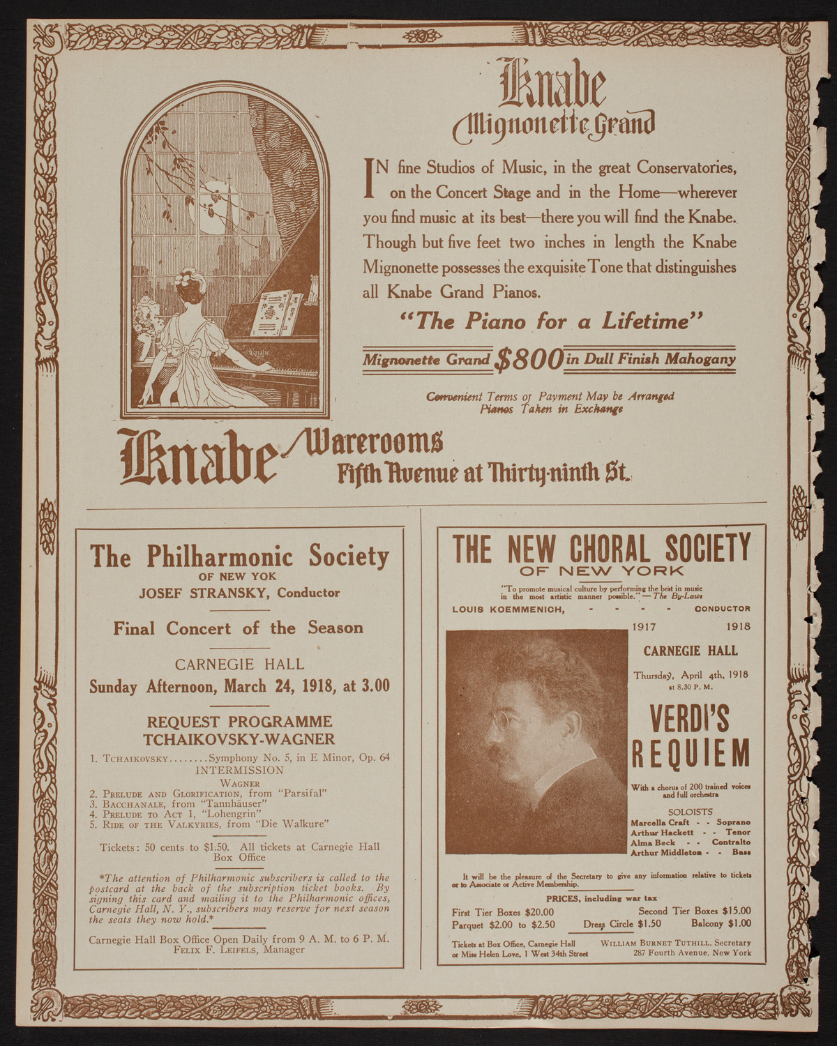 Leopold Auer, Violin, March 23, 1918, program page 12