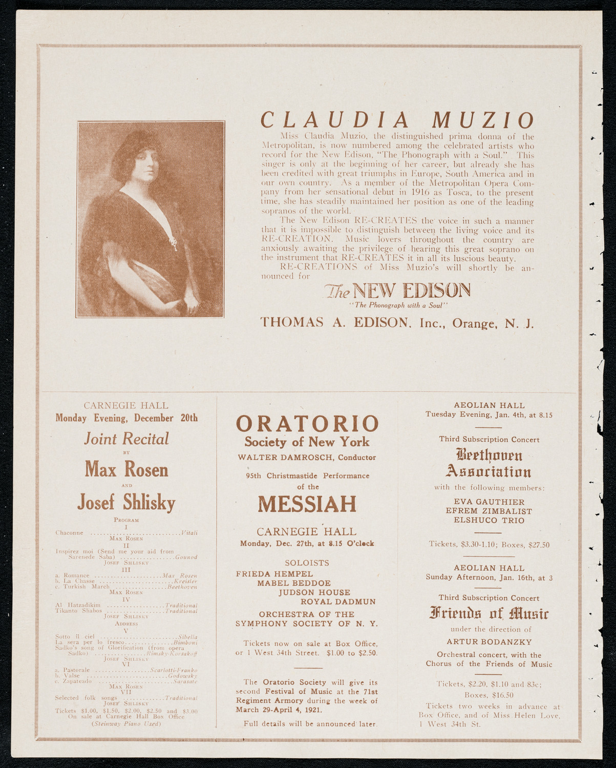 National Symphony Orchestra, December 17, 1920, program page 2