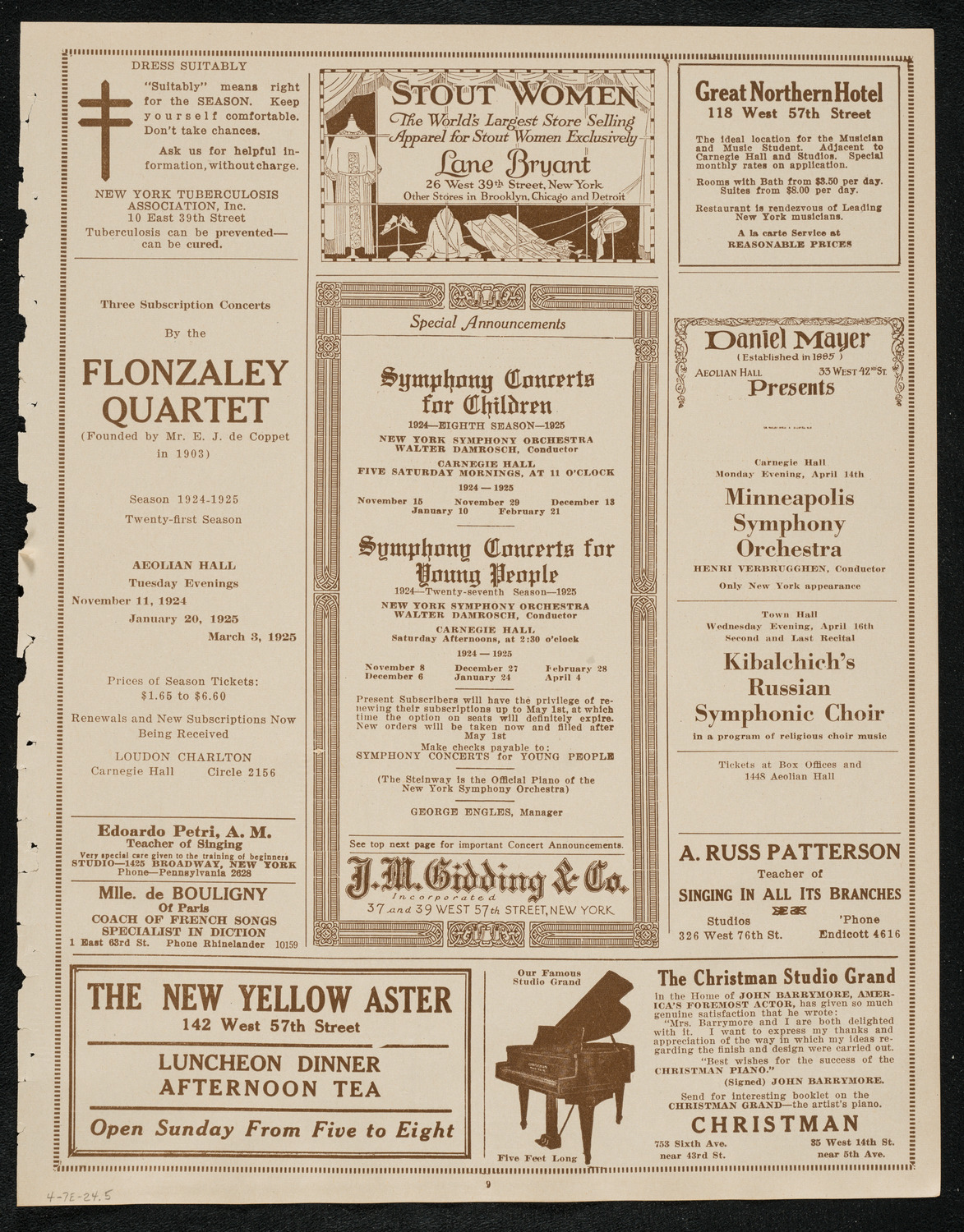 Rochester Philharmonic Orchestra, April 7, 1924, program page 9