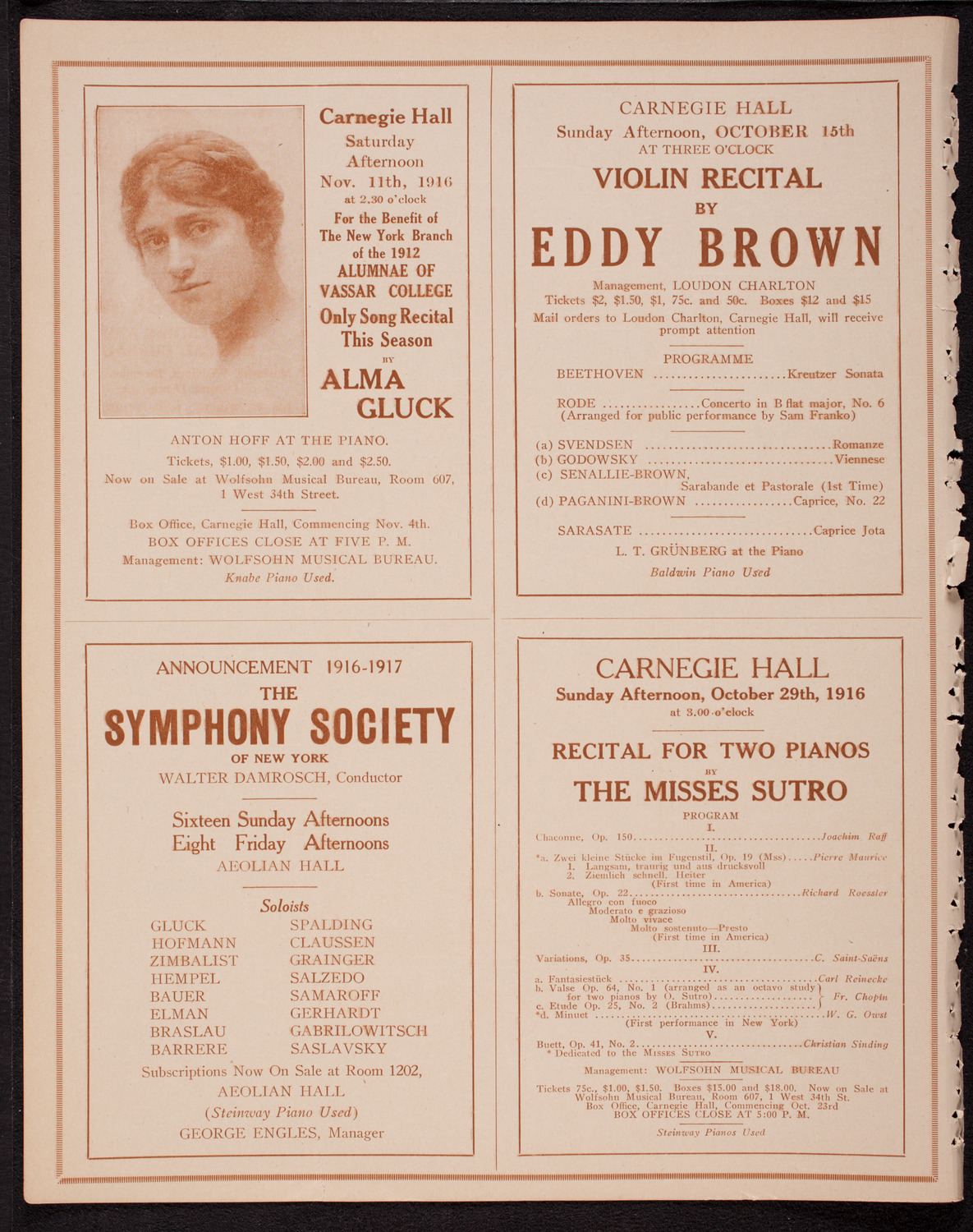 Johanna Gadski, Soprano, October 8, 1916, program page 8