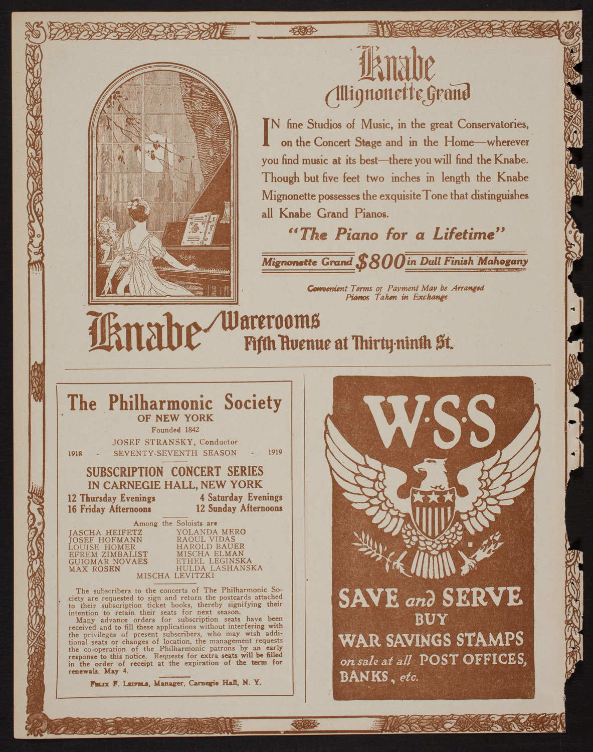 Josef Hofmann, Piano, May 21, 1918, program page 12