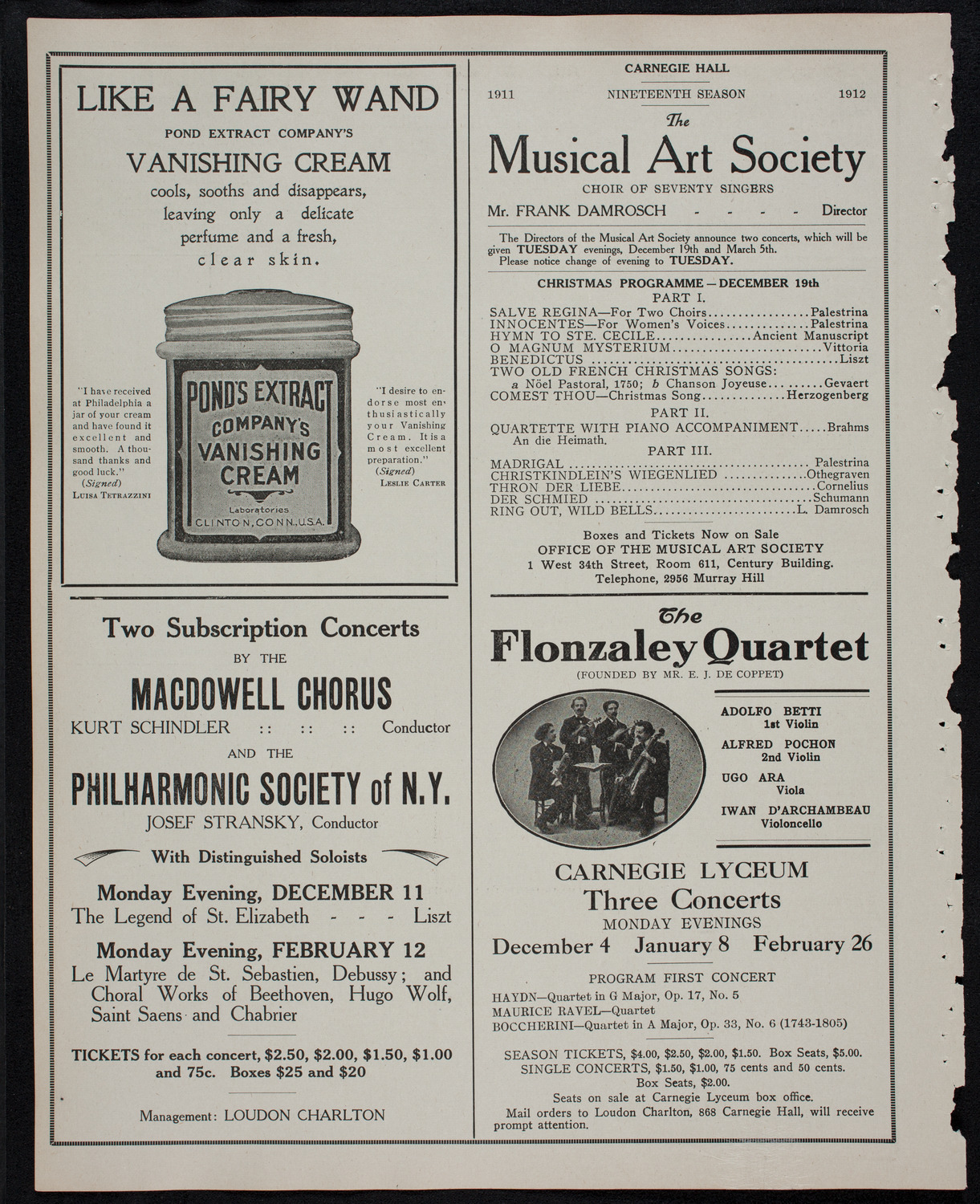 Volpe Symphony Society of New York, November 28, 1911, program page 8