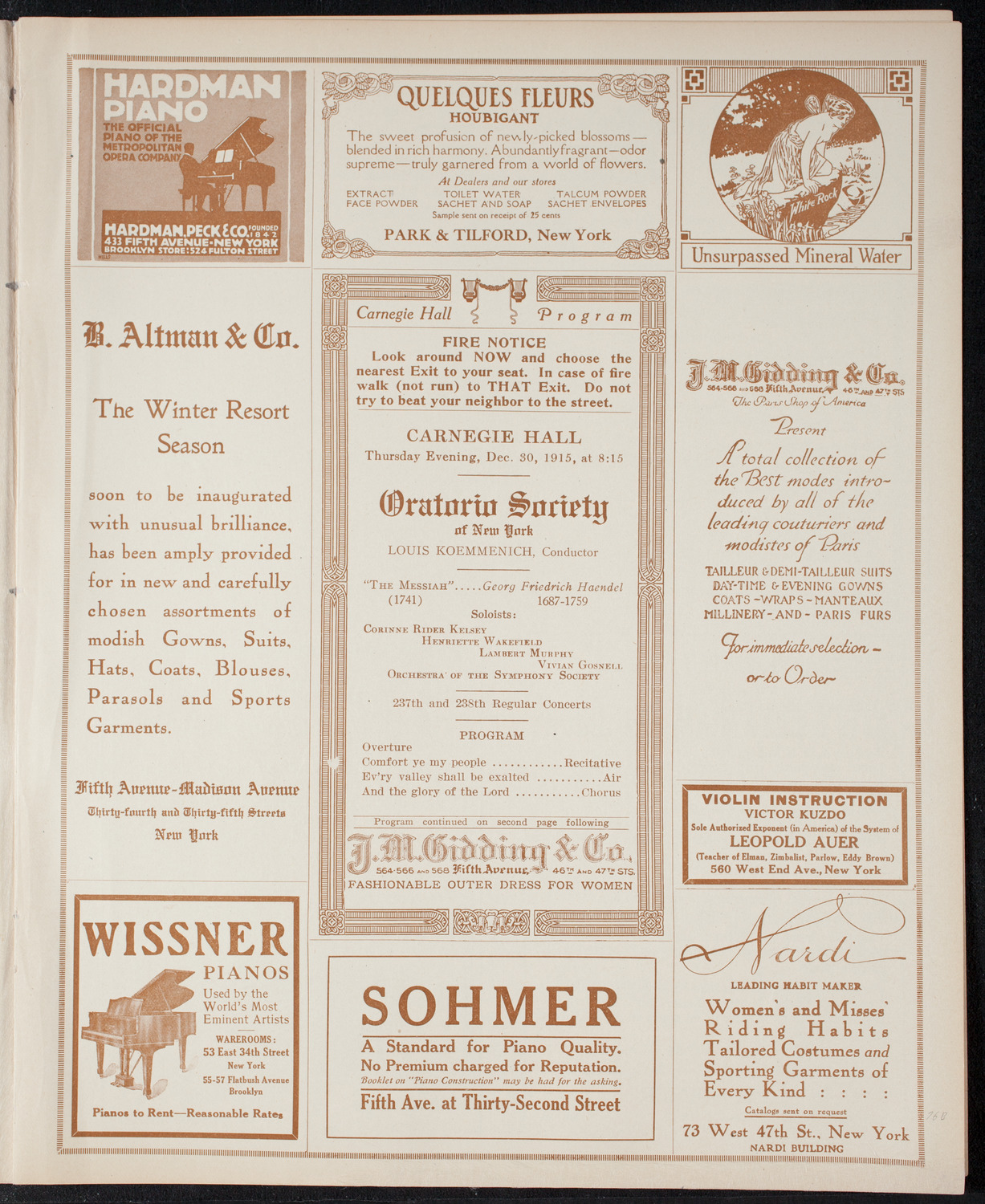 Oratorio Society of New York, December 30, 1915, program page 5