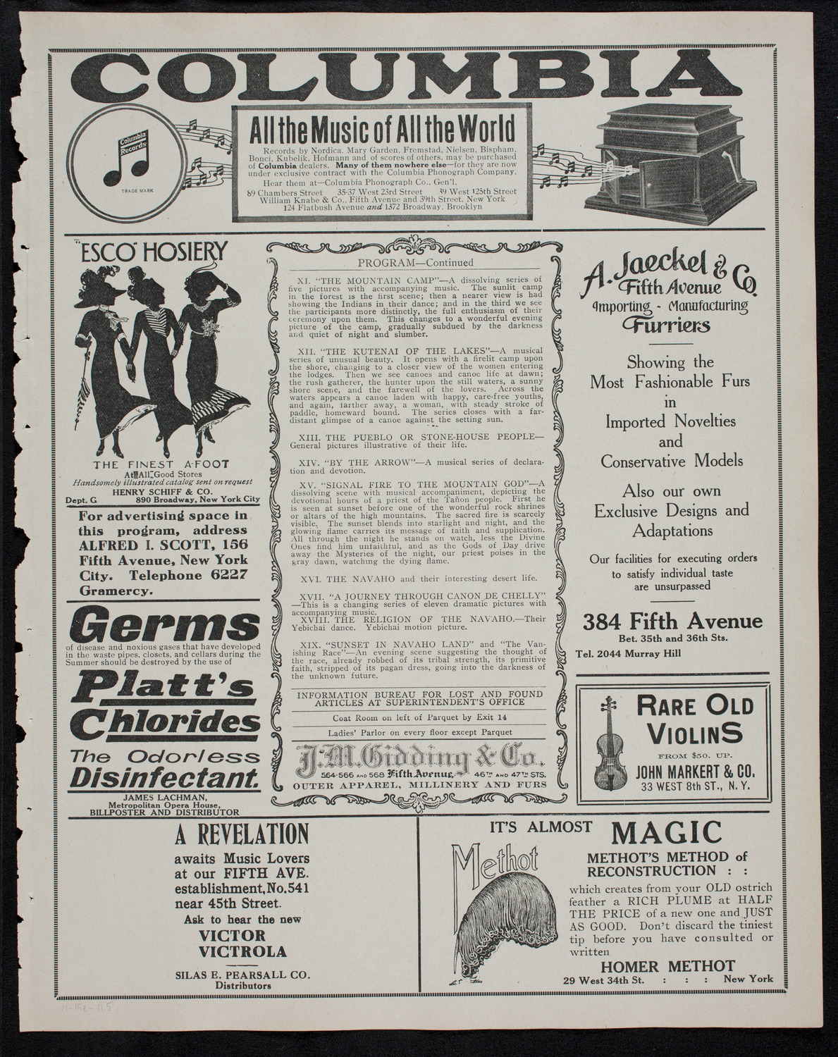 Edward S. Curtis: "The Story of a Vanishing Race", November 15, 1911, program page 9