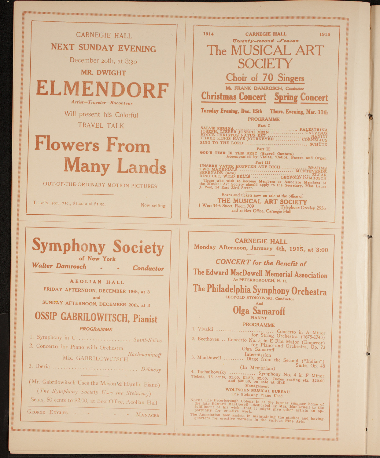 Elmendorf Lecture: Norway, December 13, 1914, program page 8