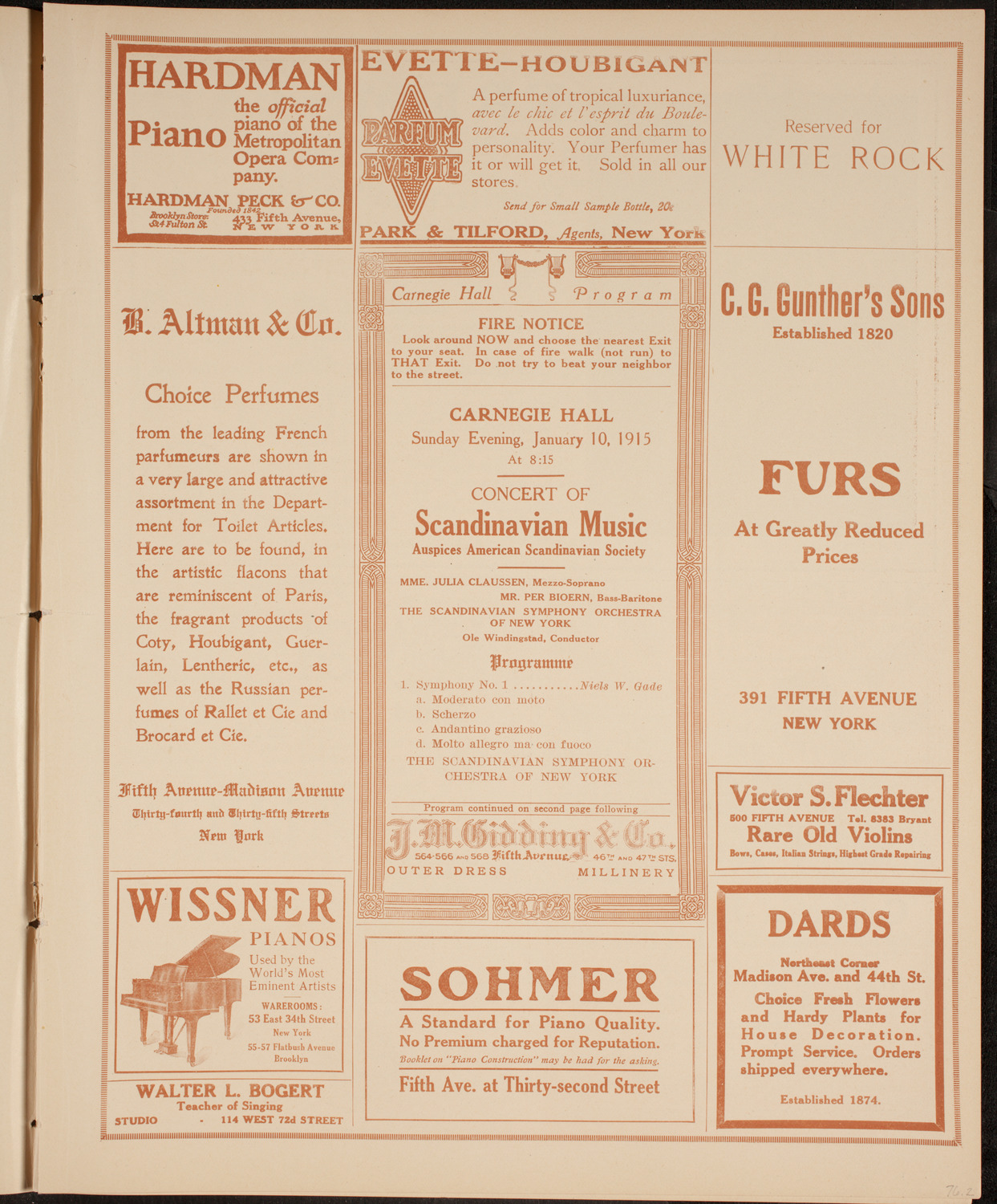 Concert of Scandanavian Music, January 10, 1915, program page 5