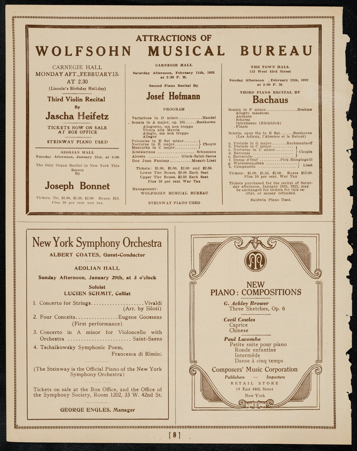 Chalif Dancers, January 28, 1922, program page 8