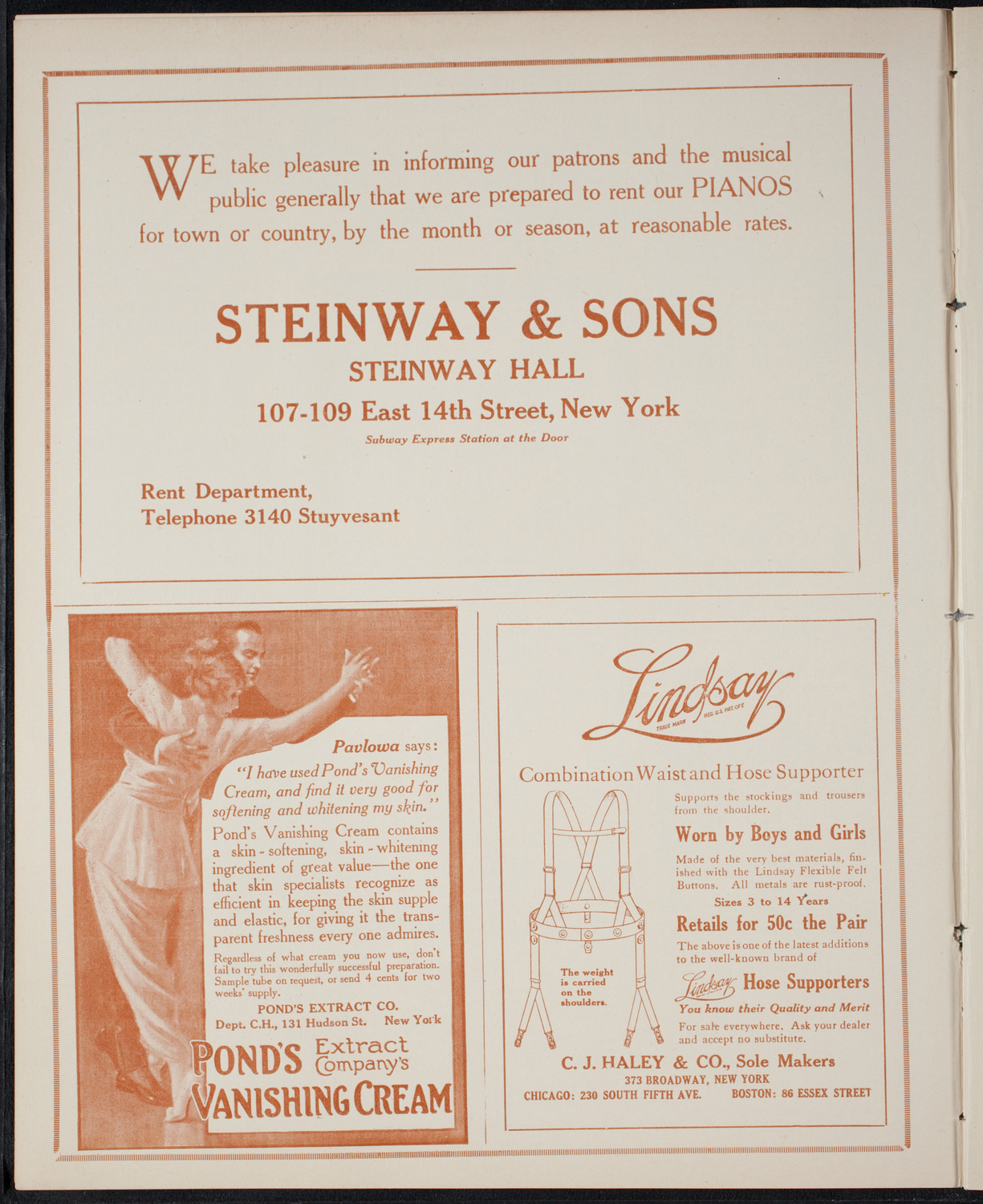 John McCormack, Tenor, April 25, 1915, program page 4