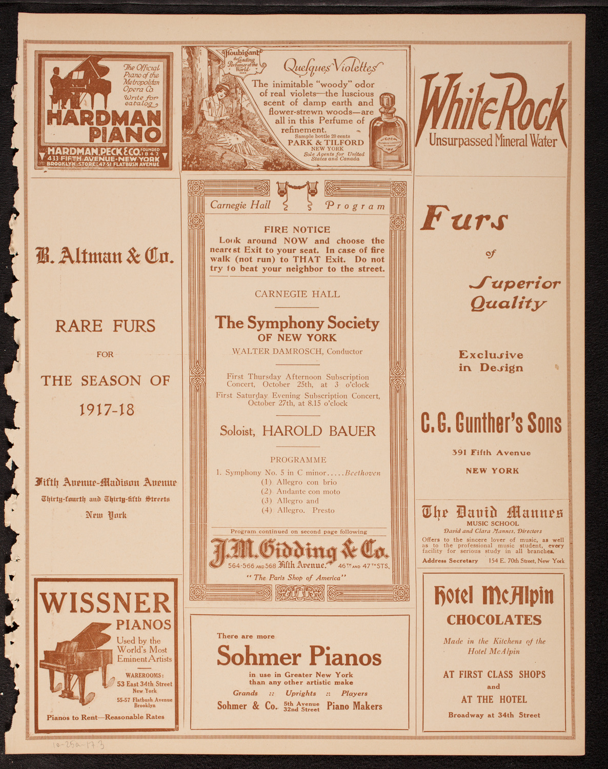 New York Symphony Orchestra, October 25, 1917, program page 5