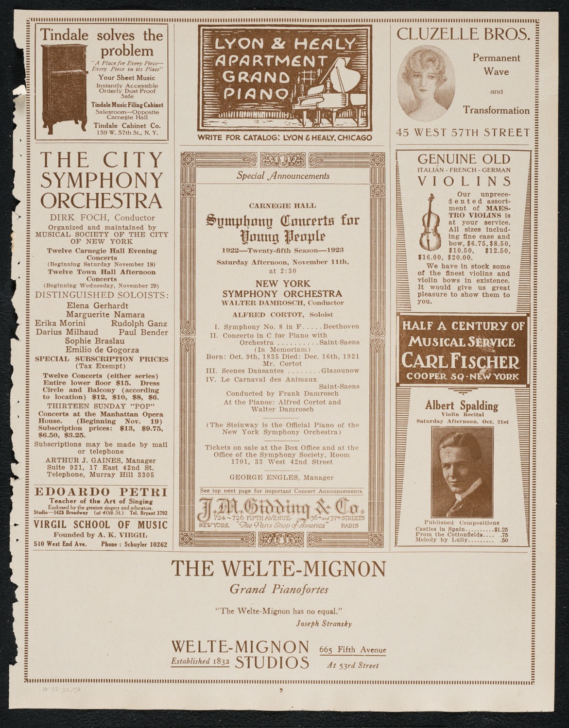 Reinald Werrenrath, Baritone, October 22, 1922, program page 9