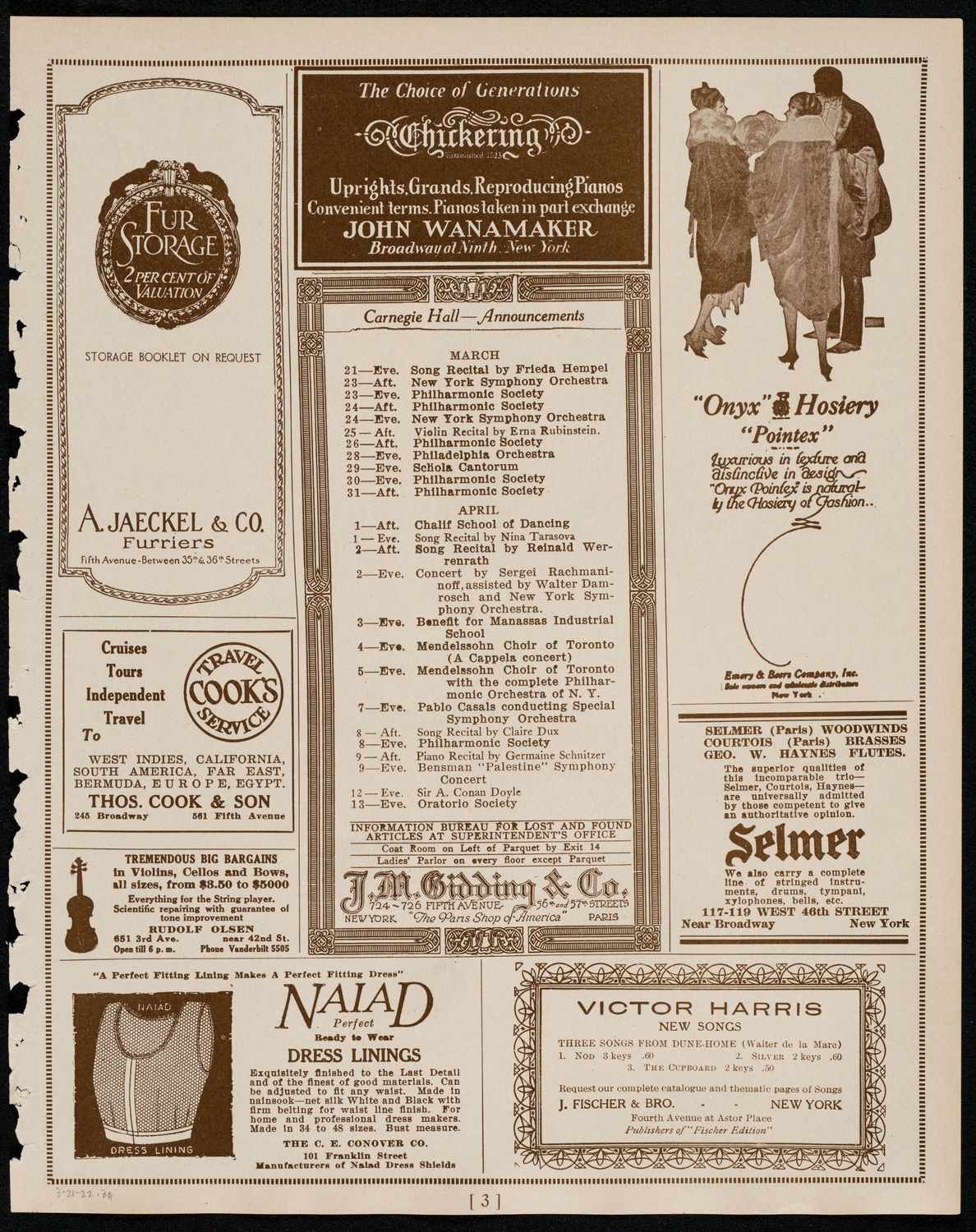 Emma Calvé, Soprano, March 21, 1922, program page 3