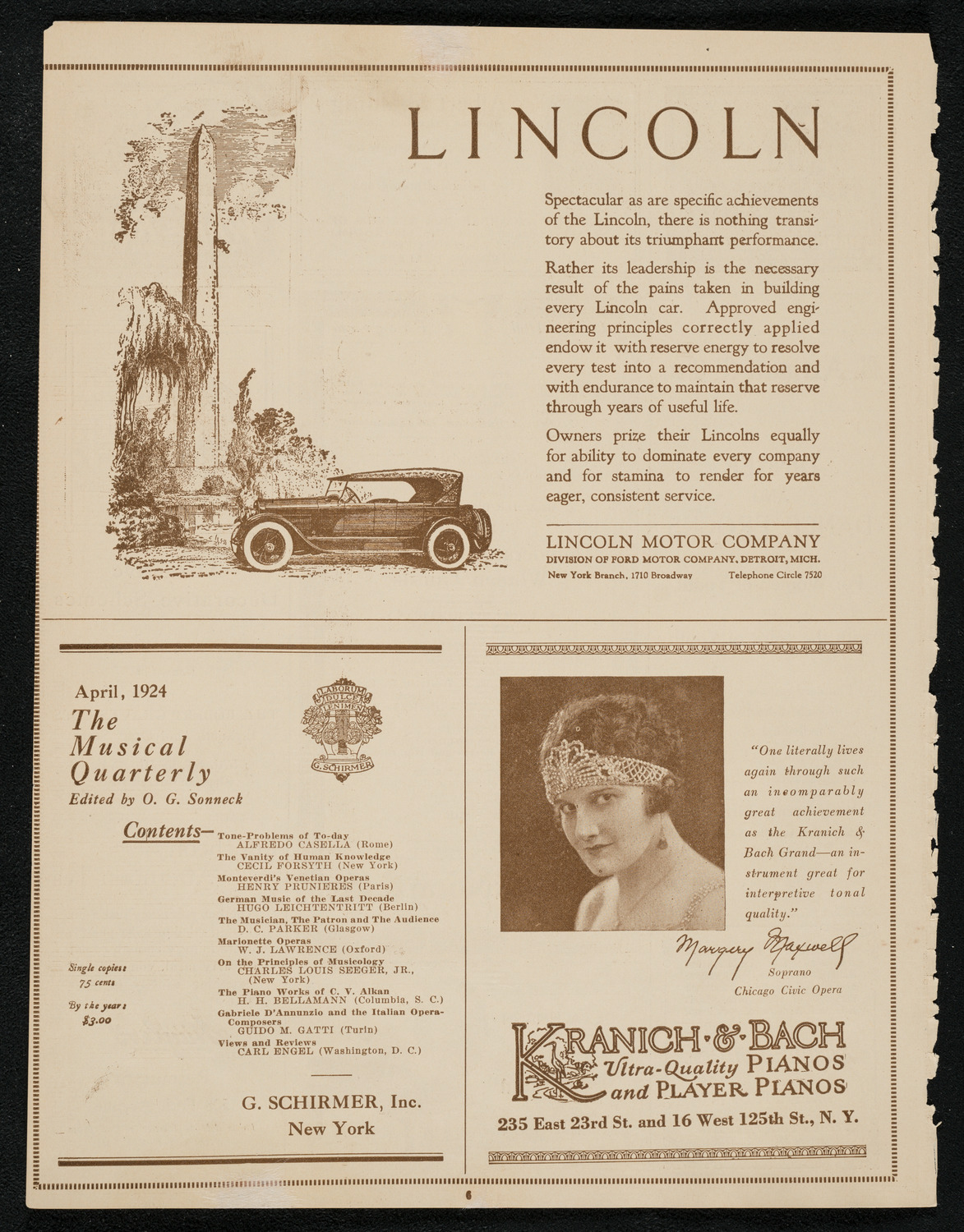 Grand Opera Evening in Honor of the Democratic Convention Women Guests, June 23, 1924, program page 6