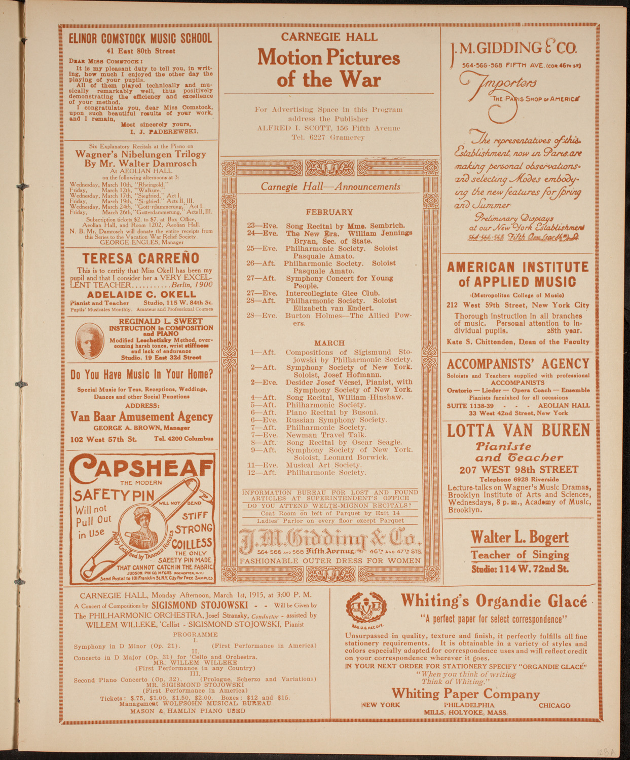 Lecture by Edwin Emerson, February 22, 1915, program page 3