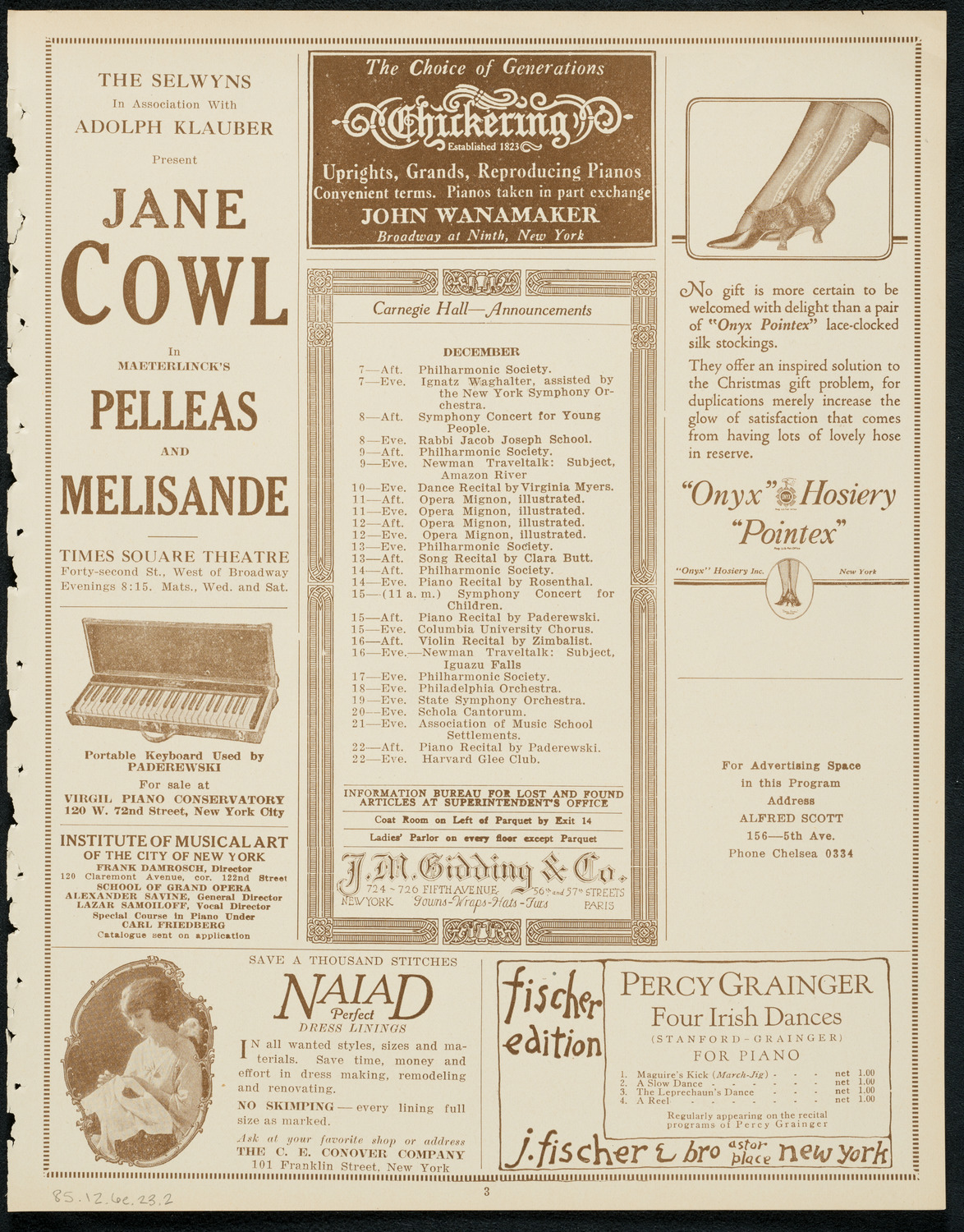 New York Philharmonic, December 6, 1923, program page 3
