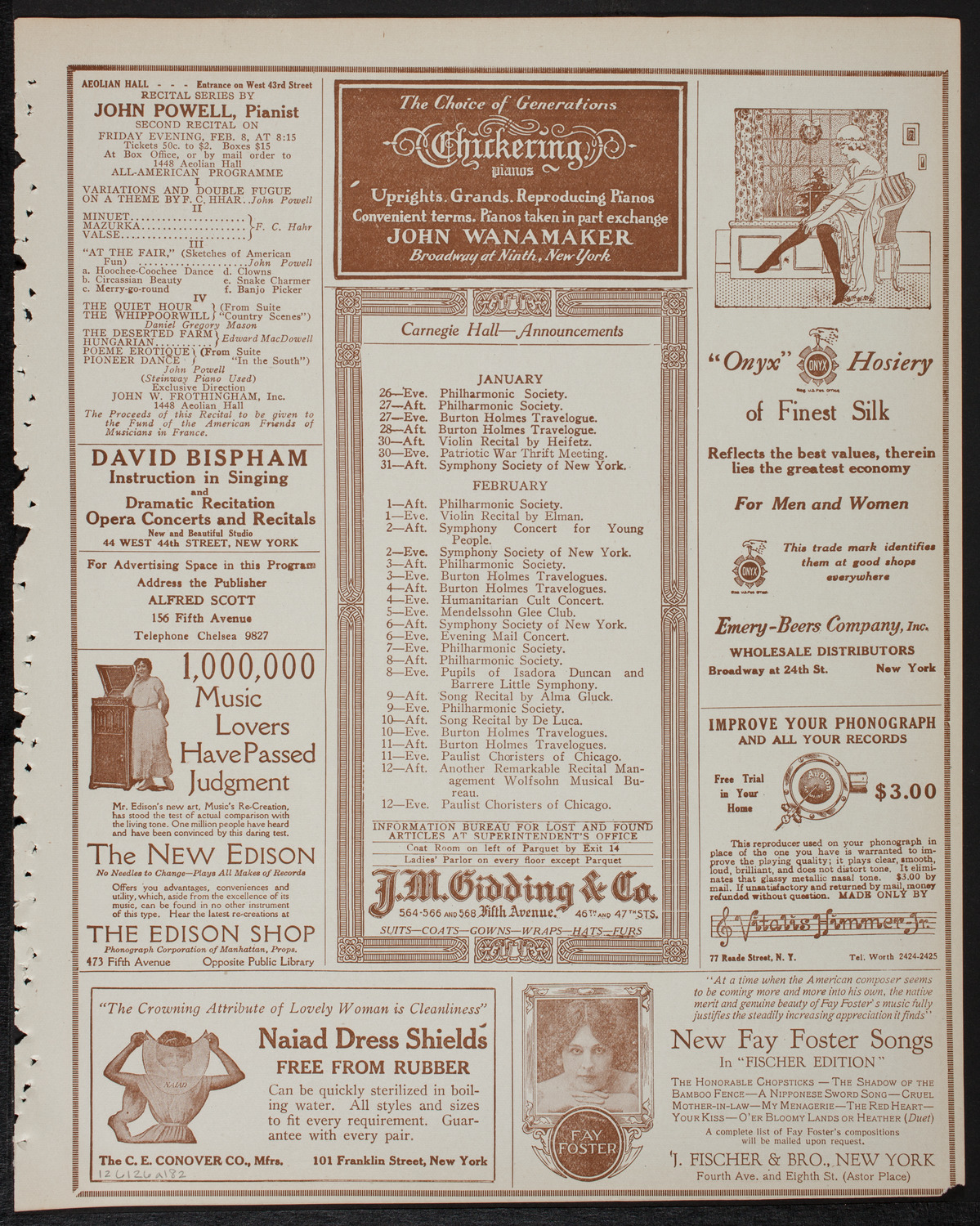 Josef Hofmann, Piano, January 26, 1918, program page 3