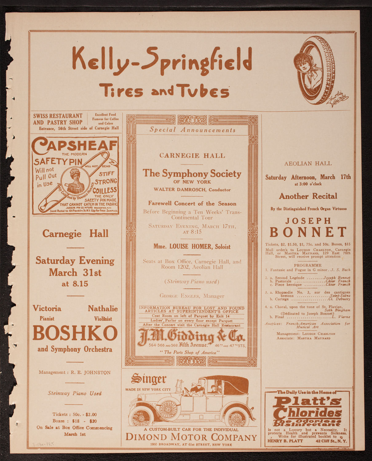 Boston Symphony Orchestra, March 17, 1917, program page 9