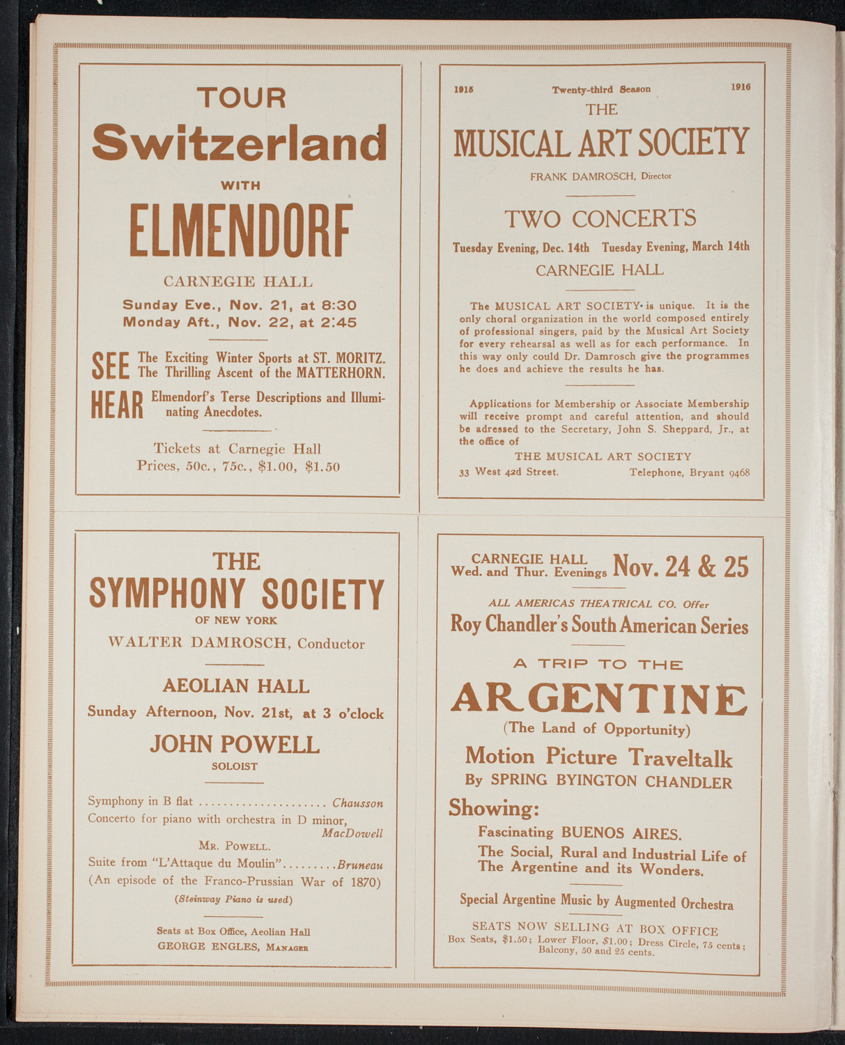 Elmendorf Lecture: Holland, November 15, 1915, program page 8