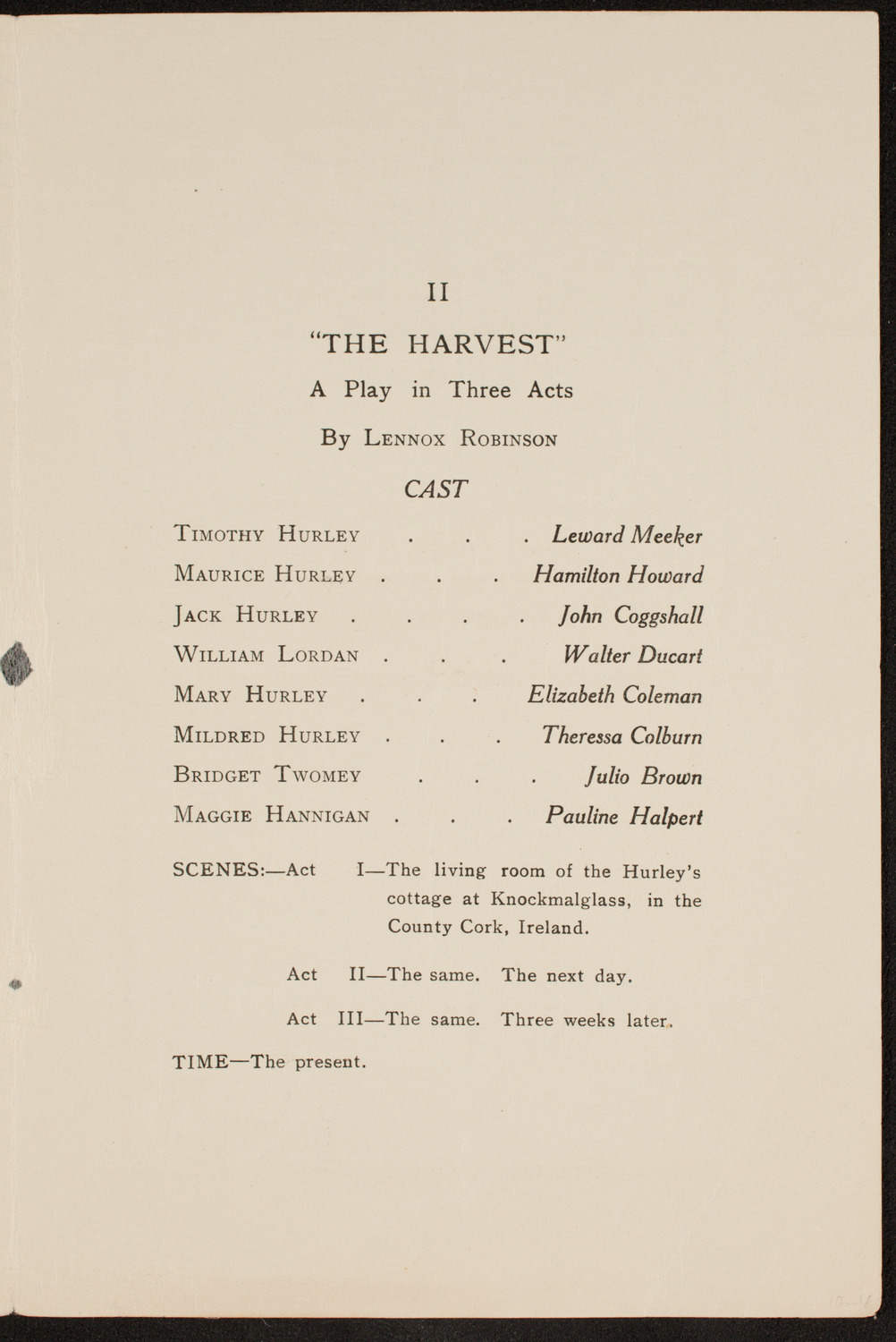 American Academy of Dramatic Arts/ Empire Theatre Dramatic School Dress Rehearsal, December 5, 1919, program page 3