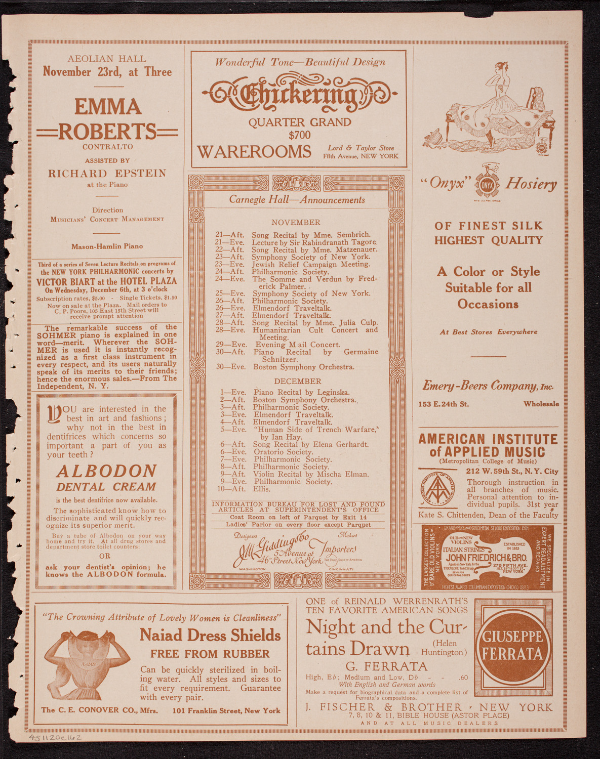 Percy Hemus, Baritone, November 20, 1916, program page 3