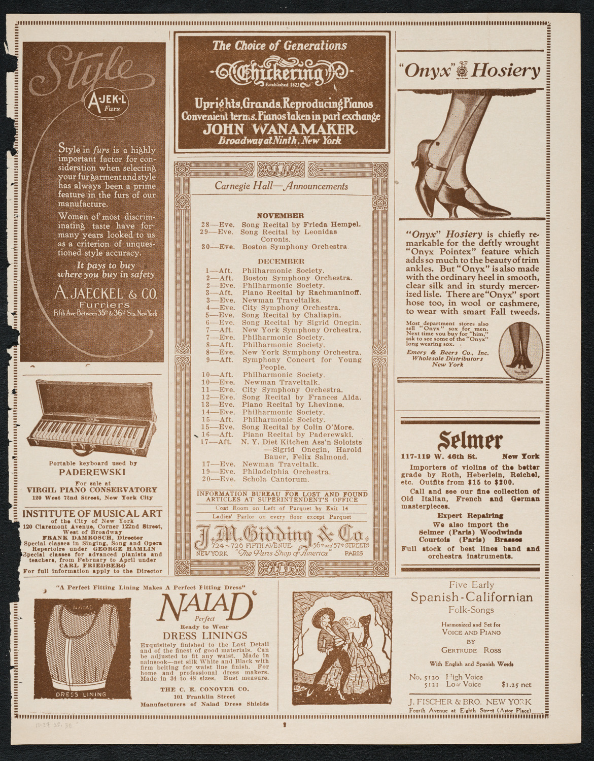 City Symphony Orchestra, November 27, 1922, program page 3