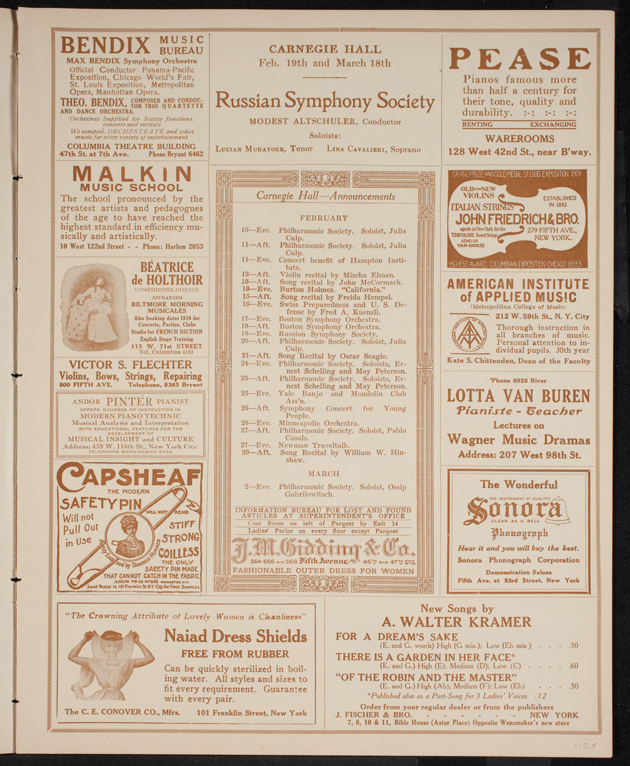 Germaine Schnitzer, Piano, and Francis MacMillen, Violin, February 7, 1916, program page 3