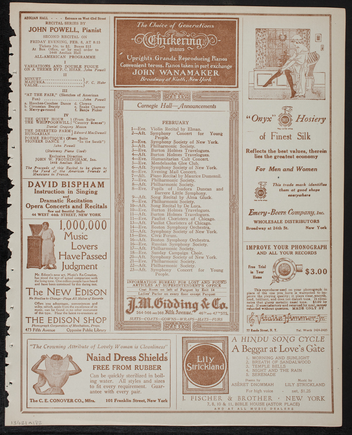 New York Philharmonic, February 1, 1918, program page 3