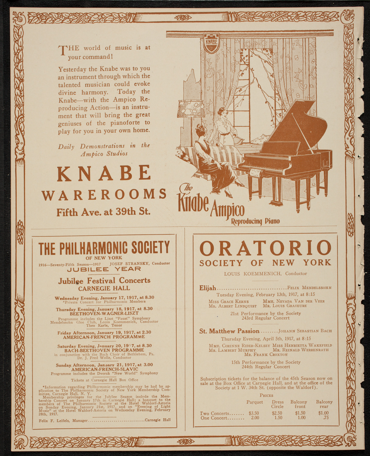 Singers Club of New York, January 15, 1917, program page 12