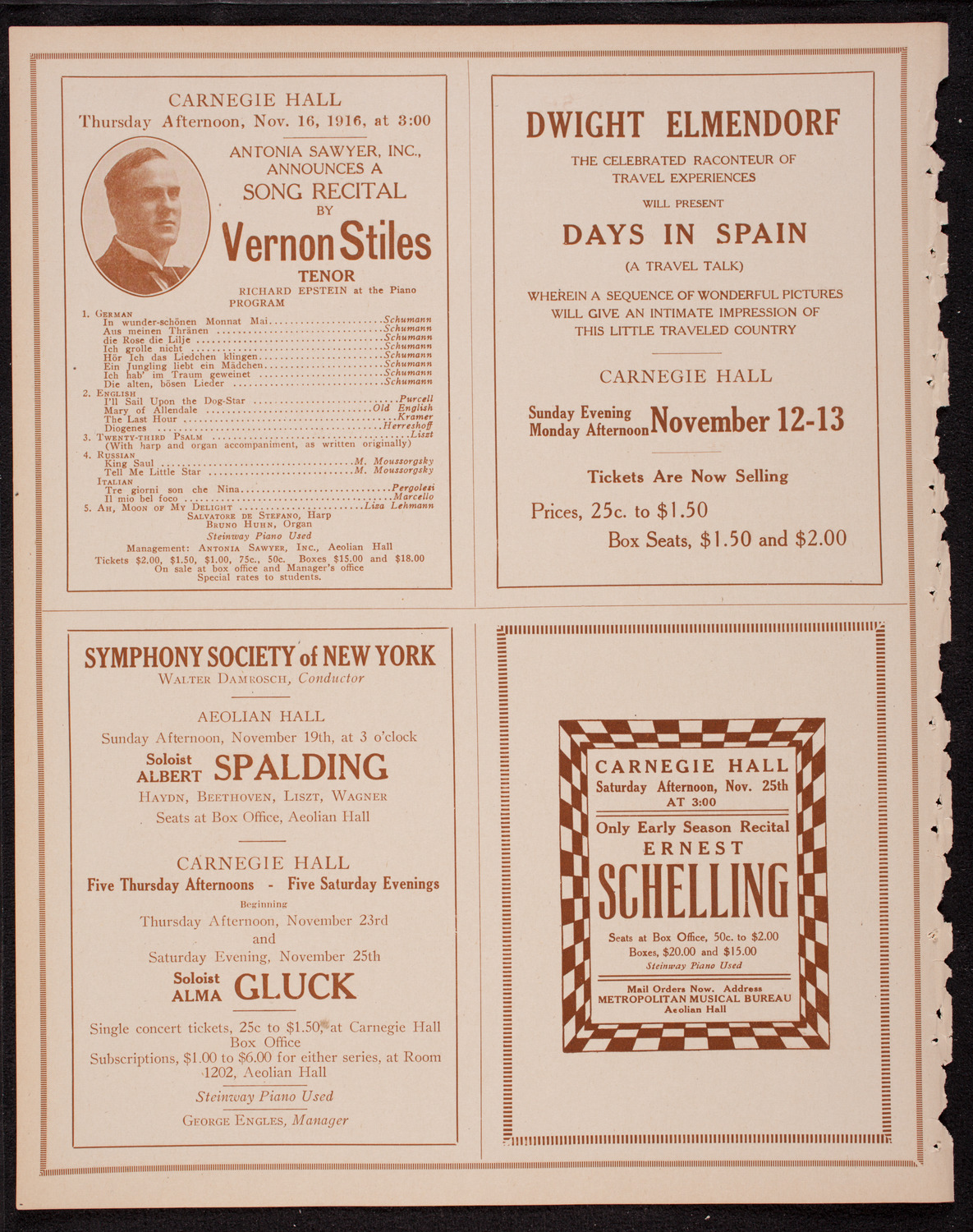 New York Philharmonic, November 12, 1916, program page 8