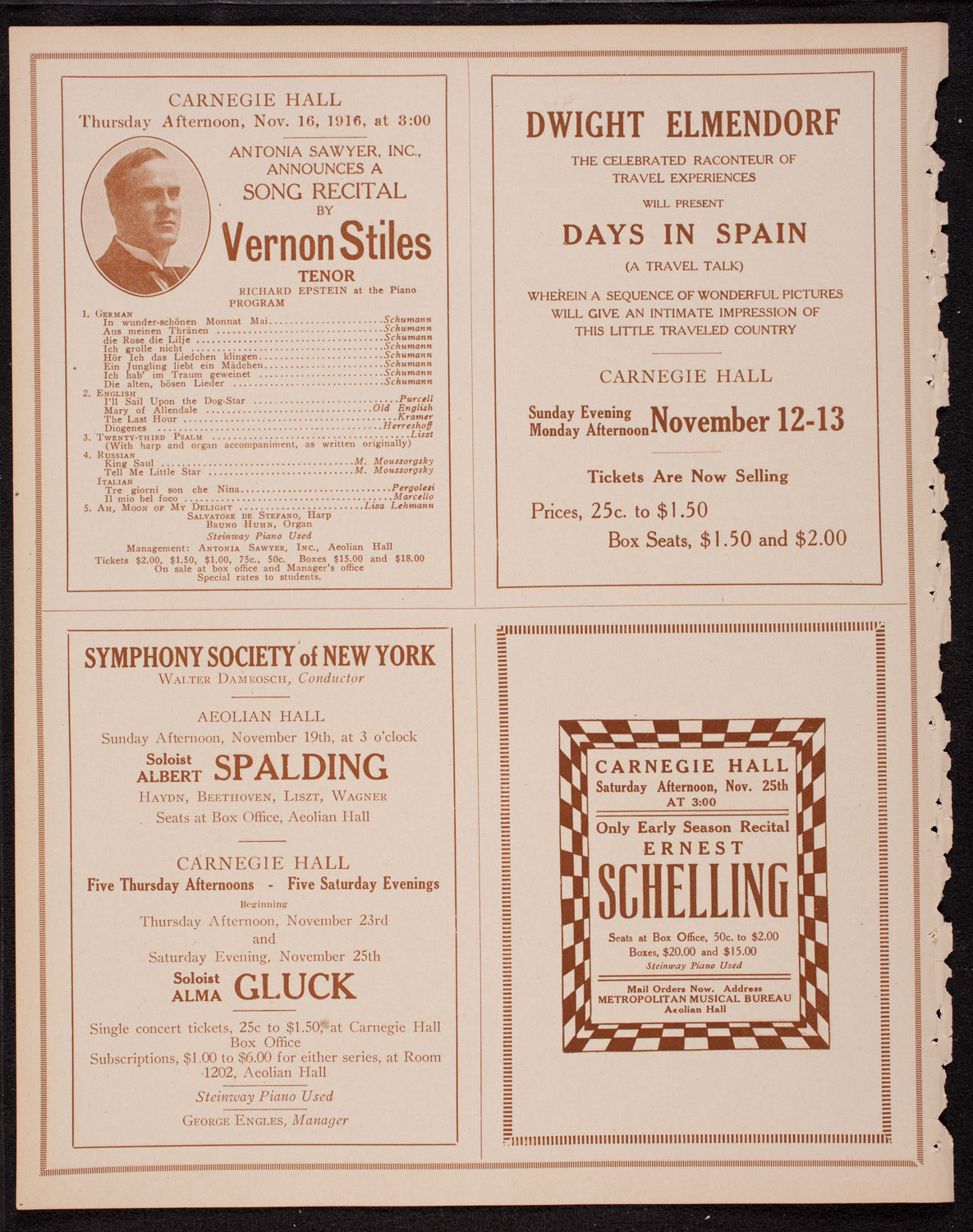 New York Philharmonic, November 12, 1916, program page 8