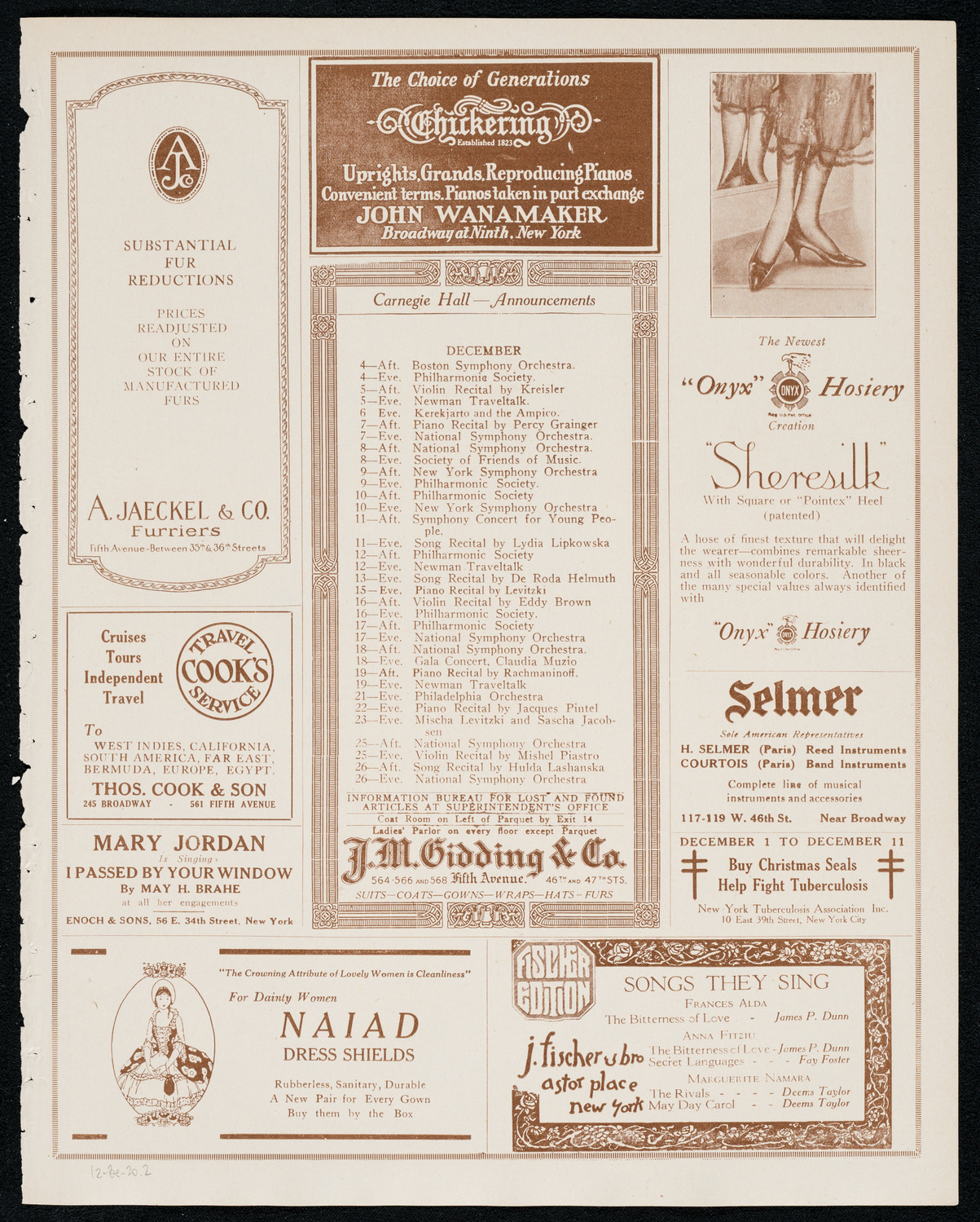 New York Symphony Orchestra, December 3, 1920, program page 3