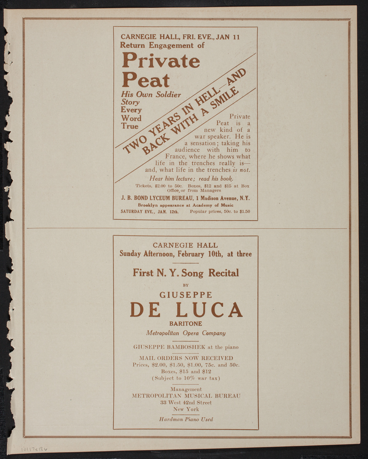 Lecture by Charles Upson Clark, January 7, 1918, program page 11