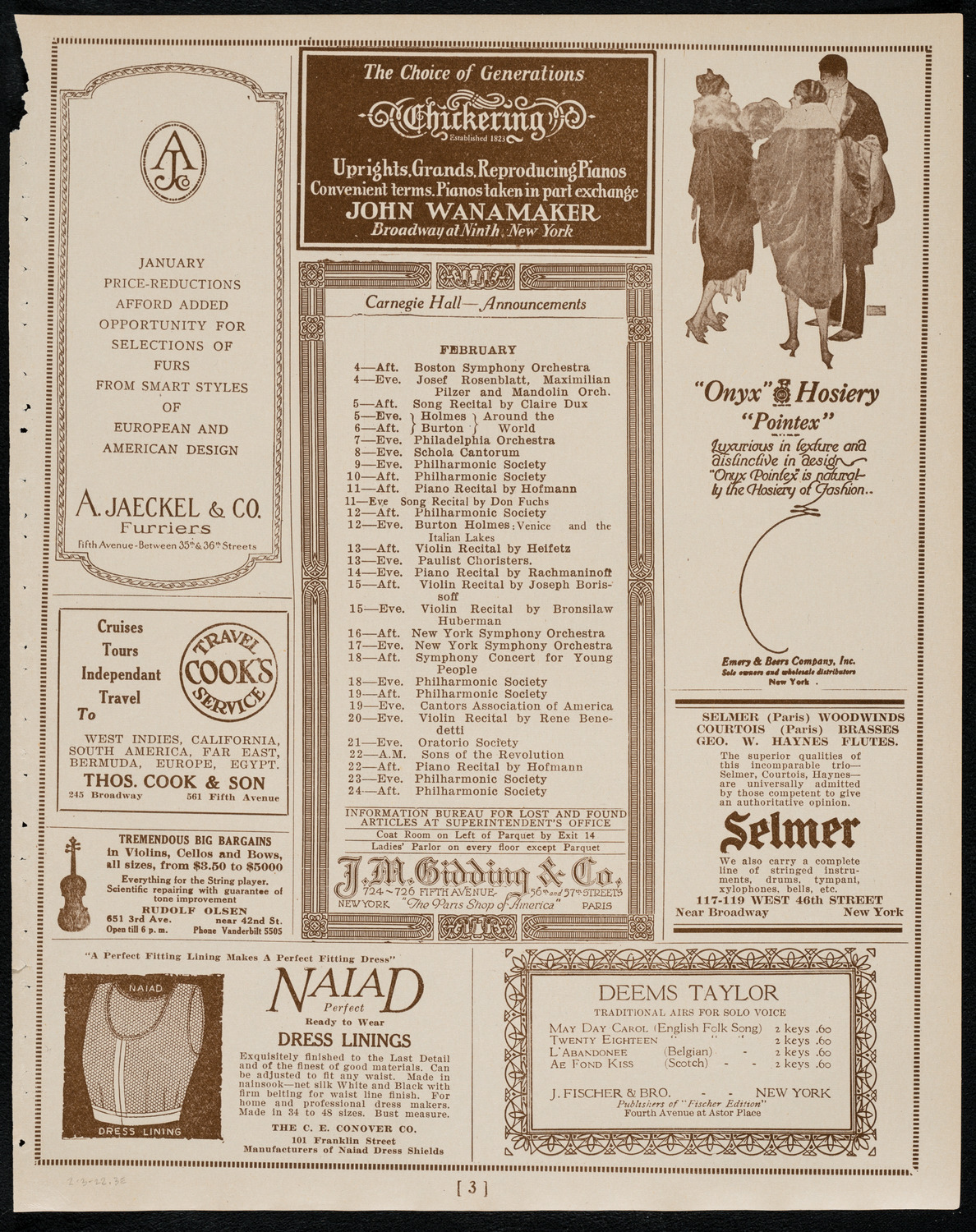 New York Symphony Orchestra, February 3, 1922, program page 3